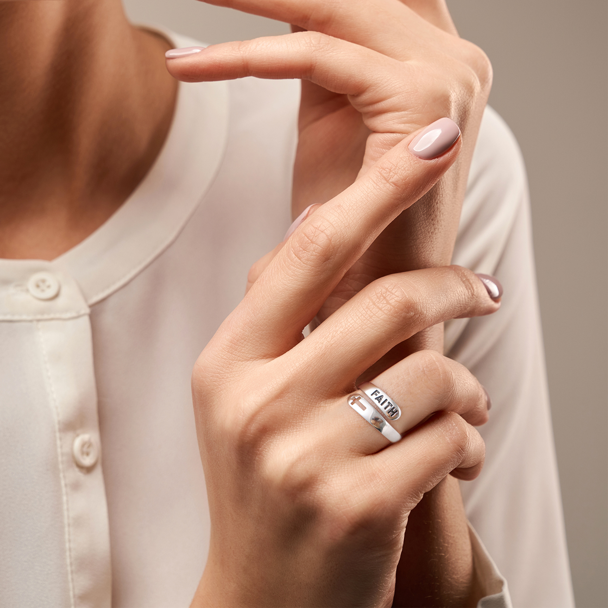 925 Sterling Silver Faith Cross Adjustable Ring for Women-01