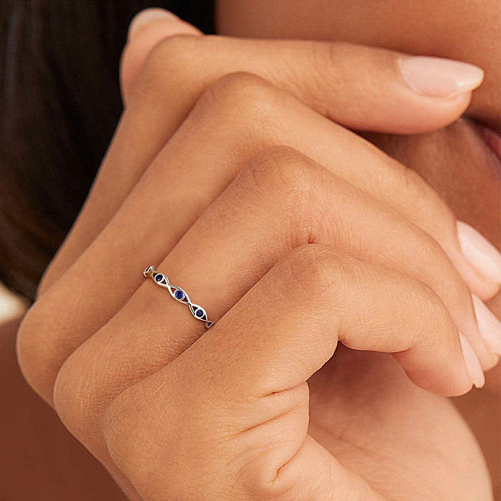 925 Sterling Silver Infinity Blue Evil Eye Ring