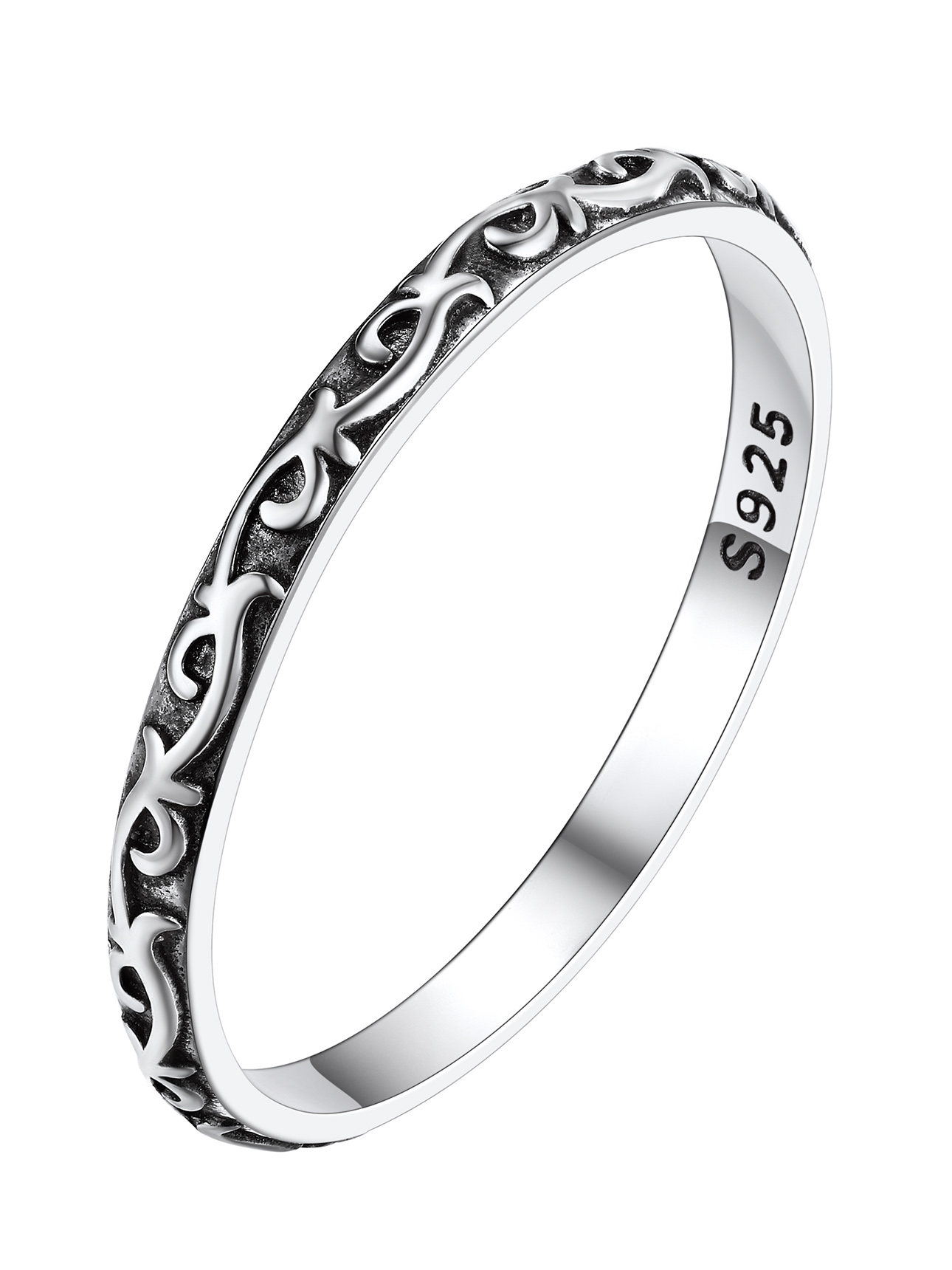 Retro Vine Stacking Eternity Wedding Band Rings 