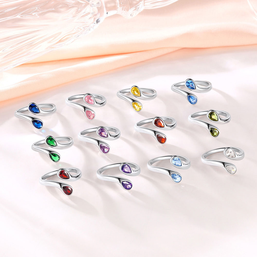 Cubic Zirconia Birthstone Thumb Rings in Different Month Colors
