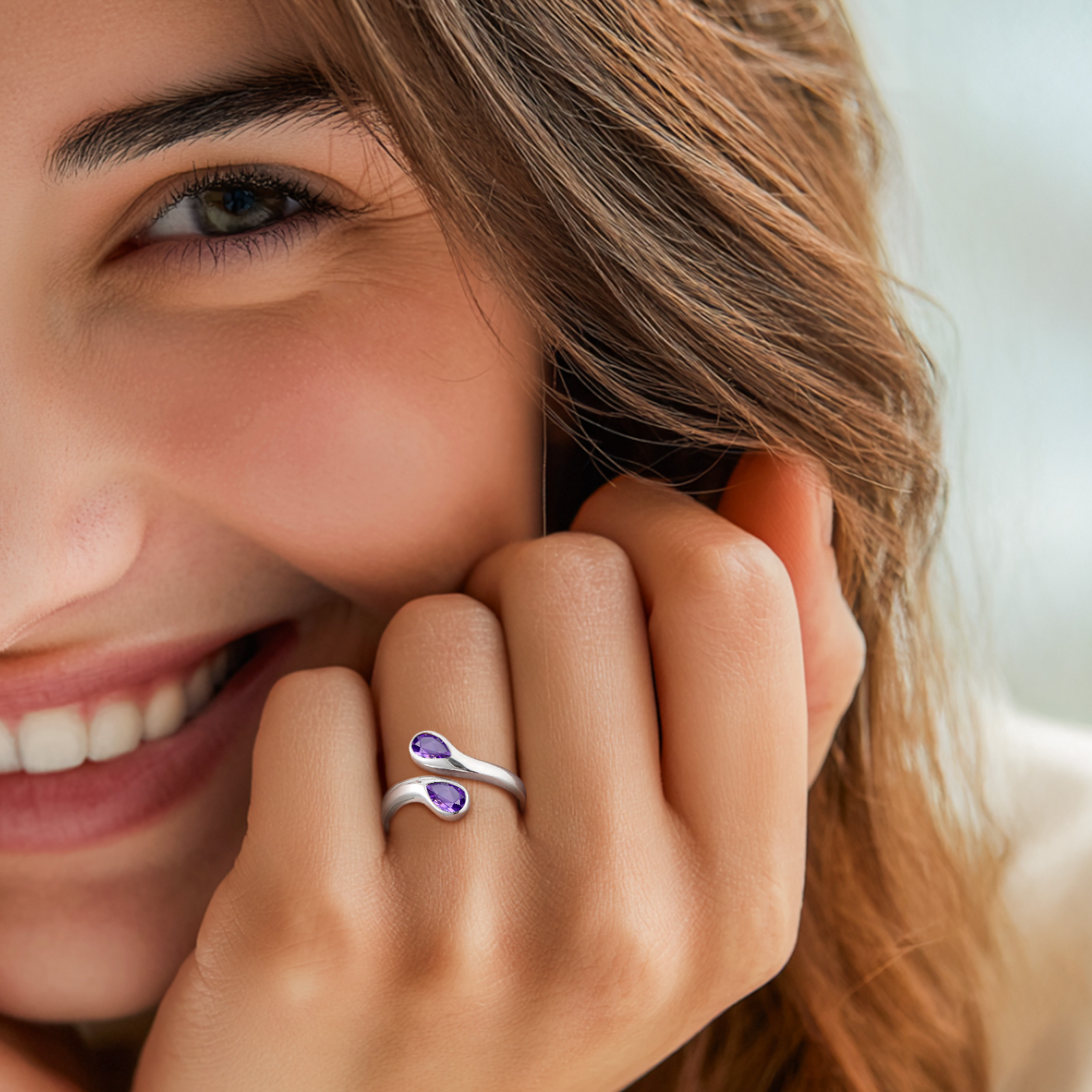 Cubic Zirconia Birthstone Thumb Rings for Women