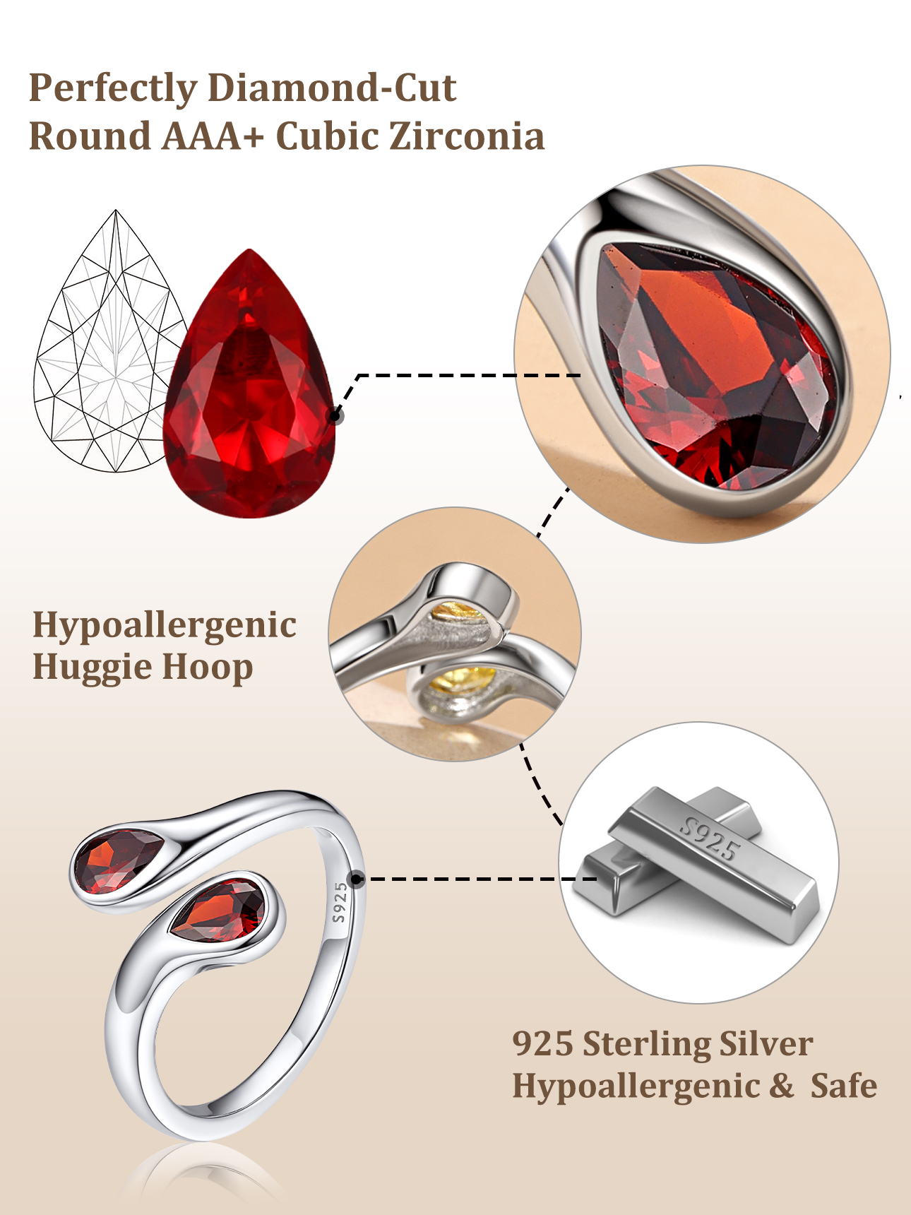 Sterling Silver Cubic Zirconia Birthstone Thumb Rings 