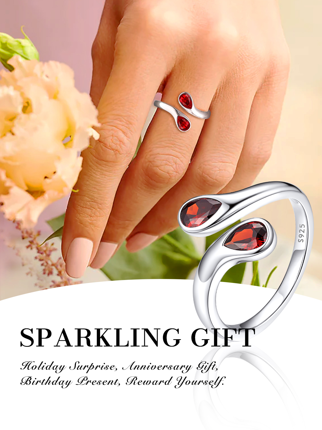 Cubic Zirconia Birthstone Thumb Rings, ChicSilver Jewelry gift Package, memorial gift