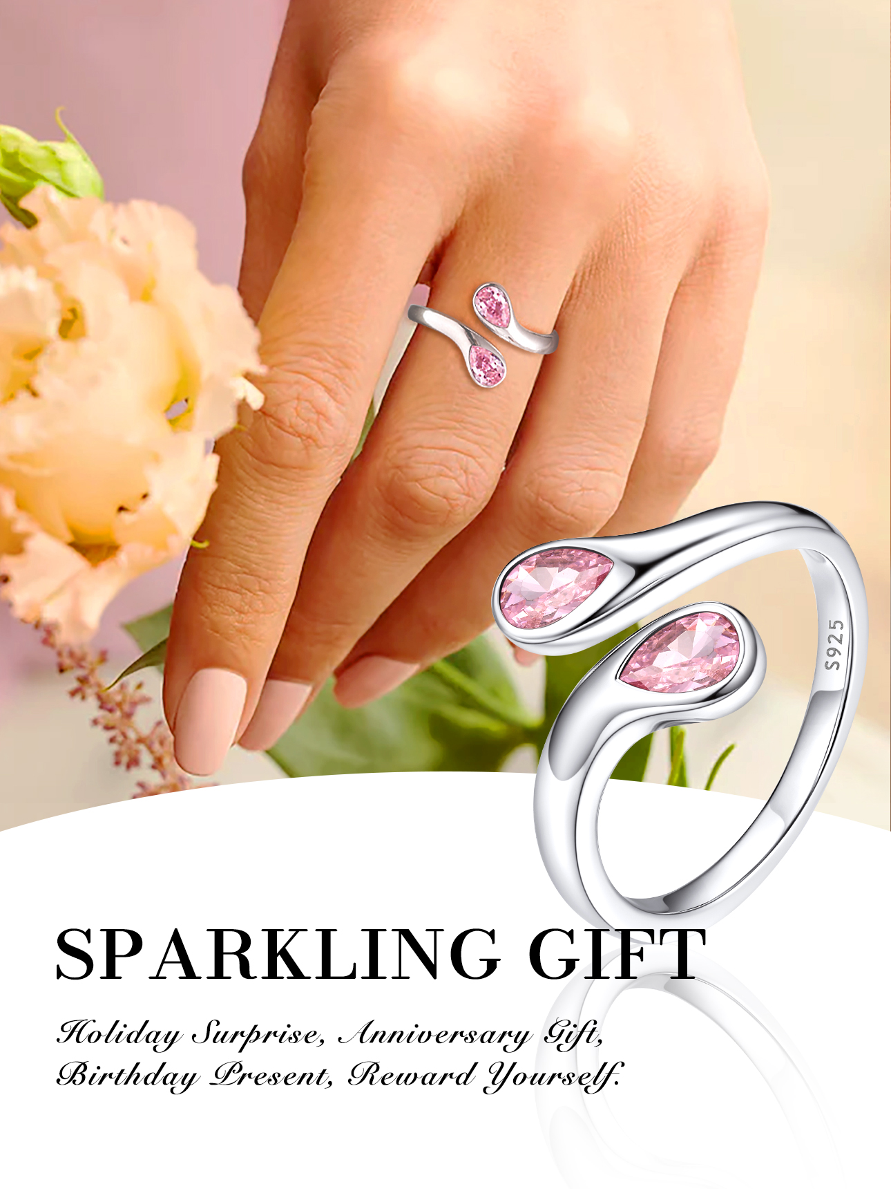 Cubic Zirconia Birthstone Thumb Rings, ChicSilver Jewelry gift Package, memorial gift