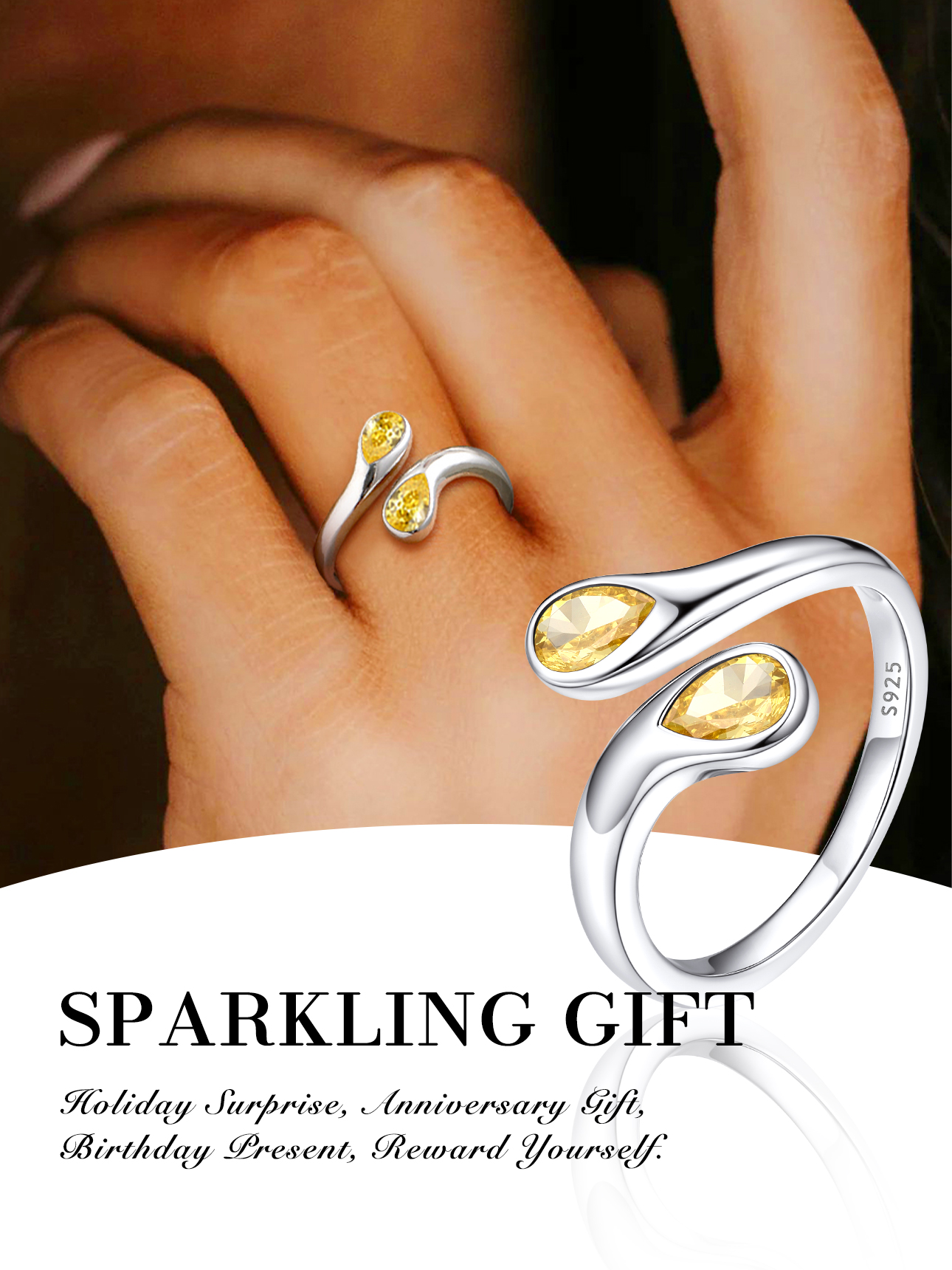 Cubic Zirconia Birthstone Thumb Rings, ChicSilver Jewelry gift Package, memorial gift