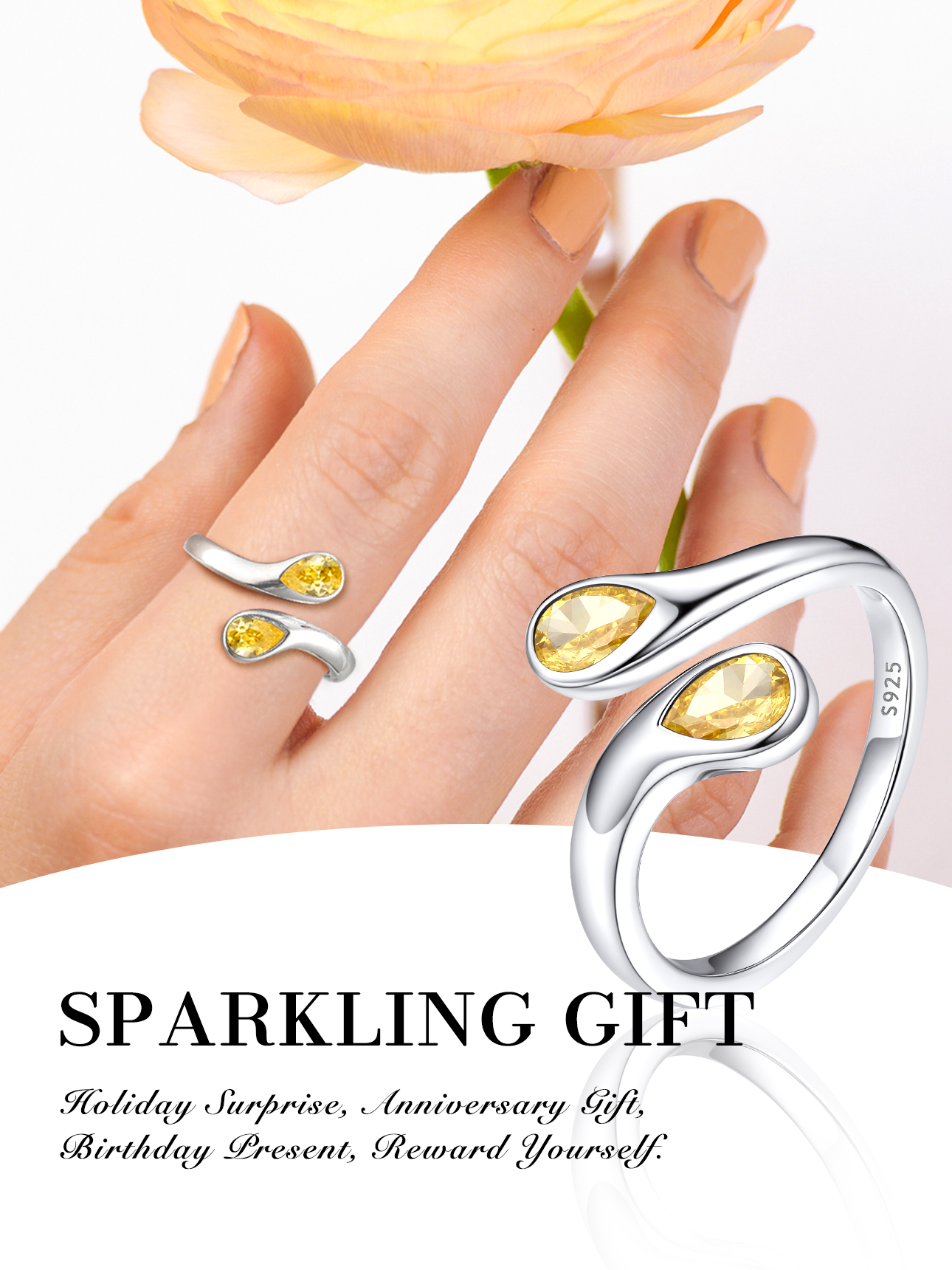 Cubic Zirconia Birthstone Thumb Rings, ChicSilver Jewelry gift Package, memorial gift