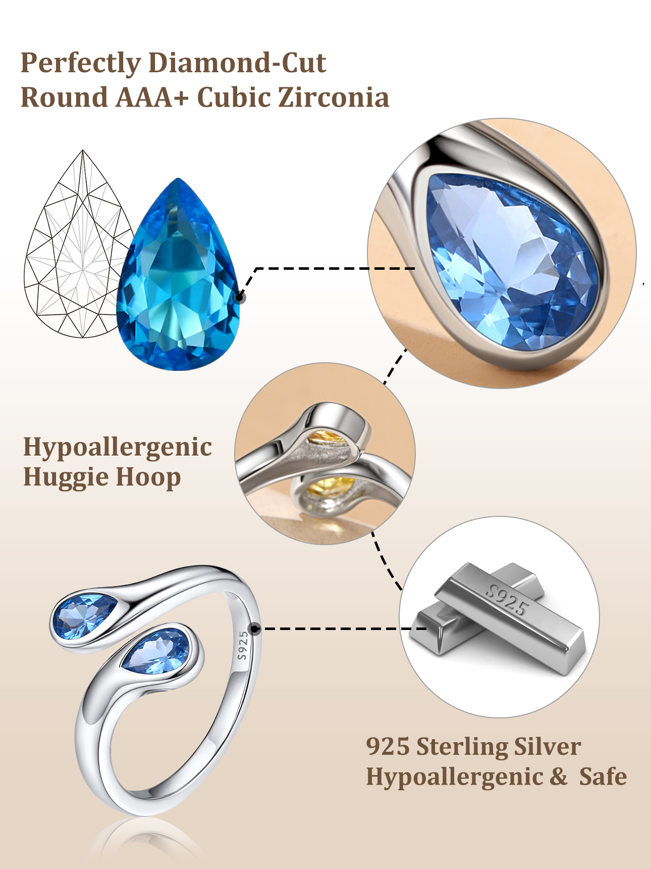 Sterling Silver Cubic Zirconia Birthstone Thumb Rings 