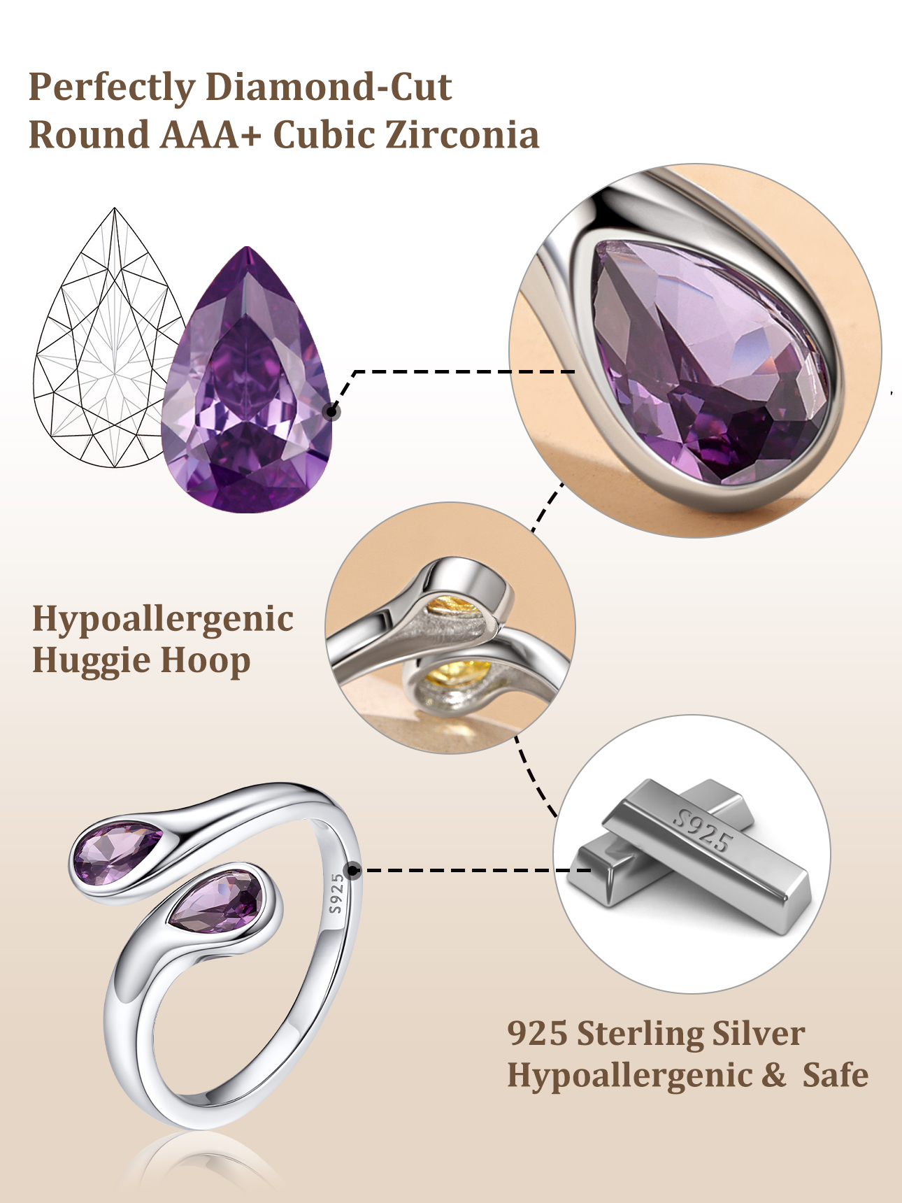 Sterling Silver Cubic Zirconia Birthstone Thumb Rings 