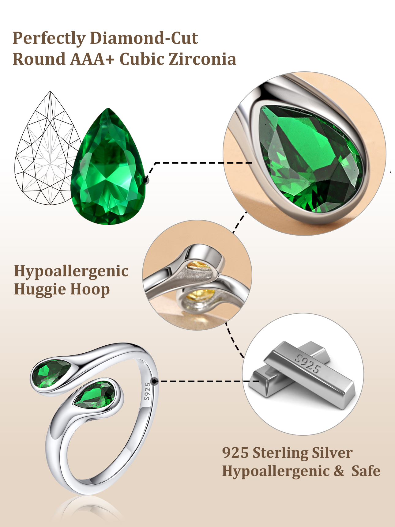 Sterling Silver Cubic Zirconia Birthstone Thumb Rings 