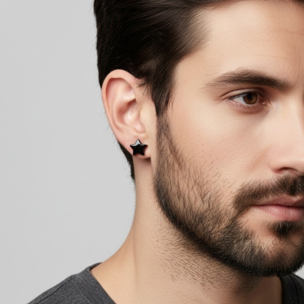 Star Stud Earrings for Men