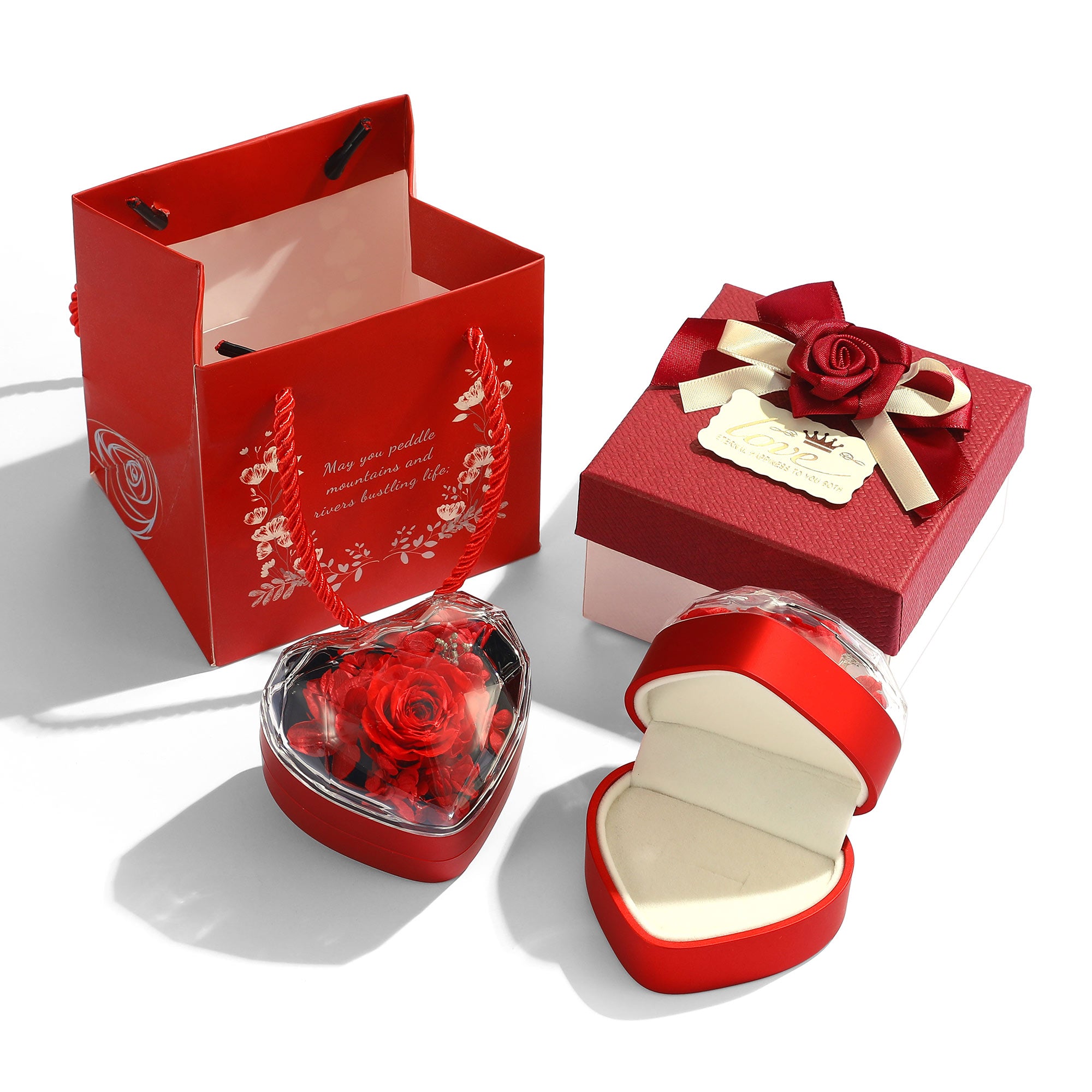 ChicSilver Preserved Rose Box-Red