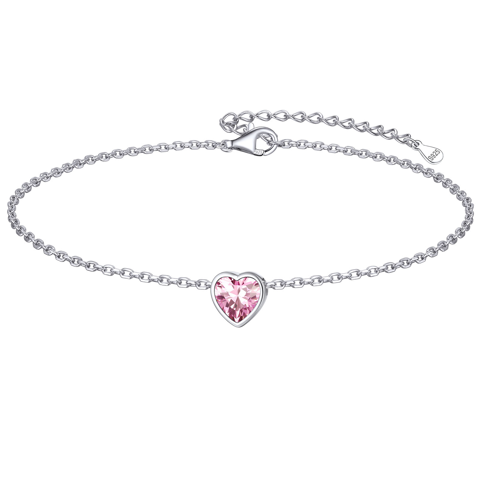 Bride Heart Birthstone Wedding Anklets