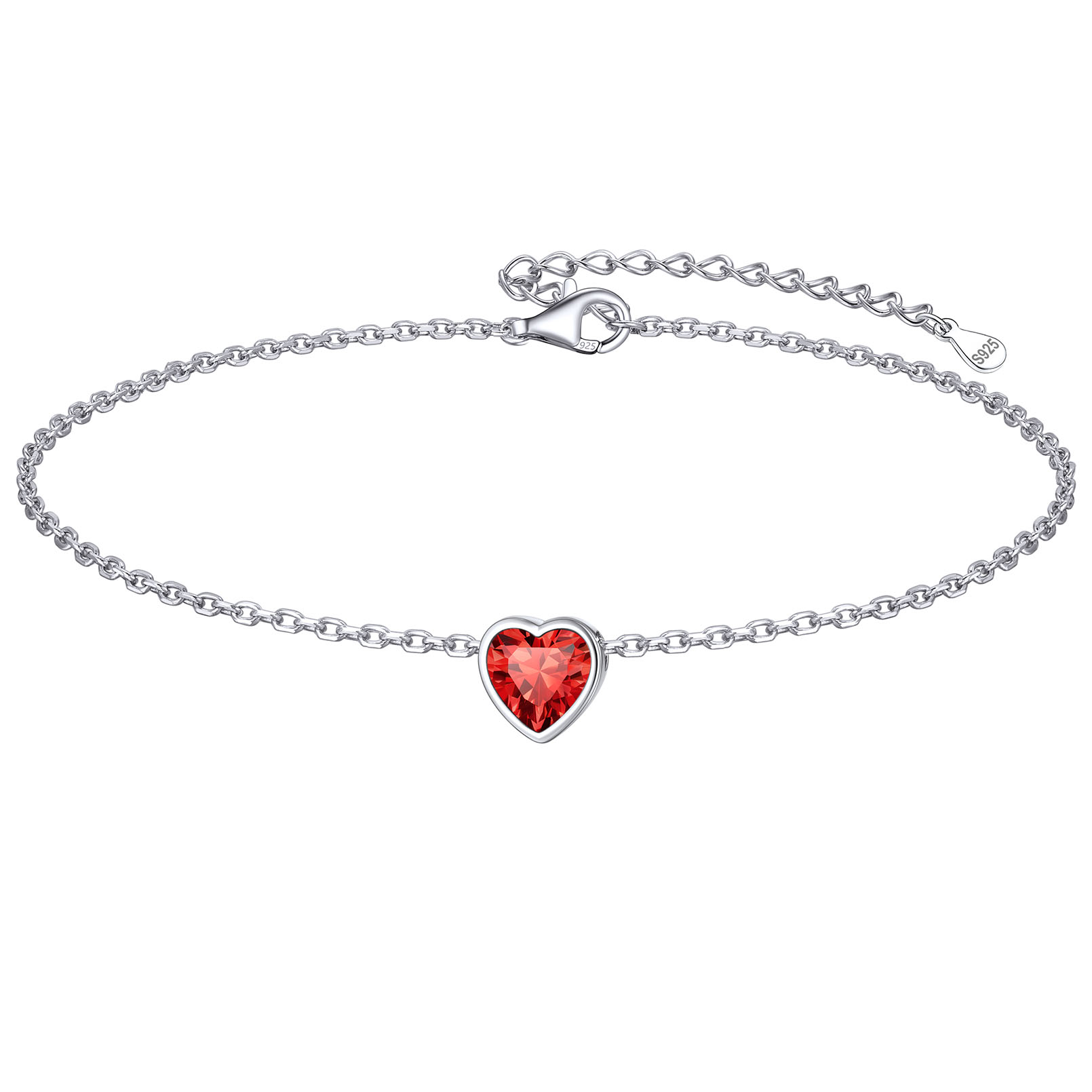 Bride Heart Birthstone Wedding Anklets