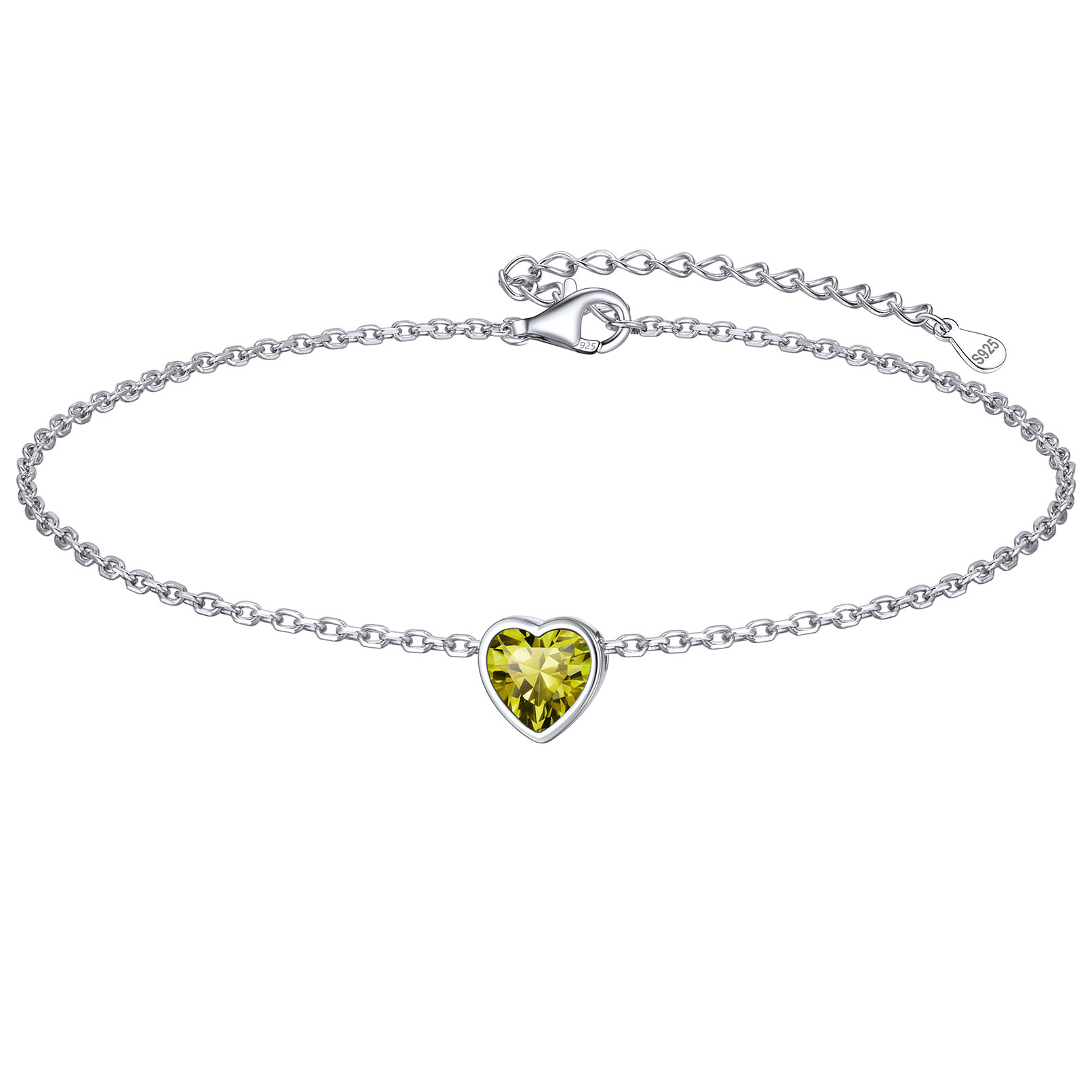 Bride Heart Birthstone Wedding Anklets