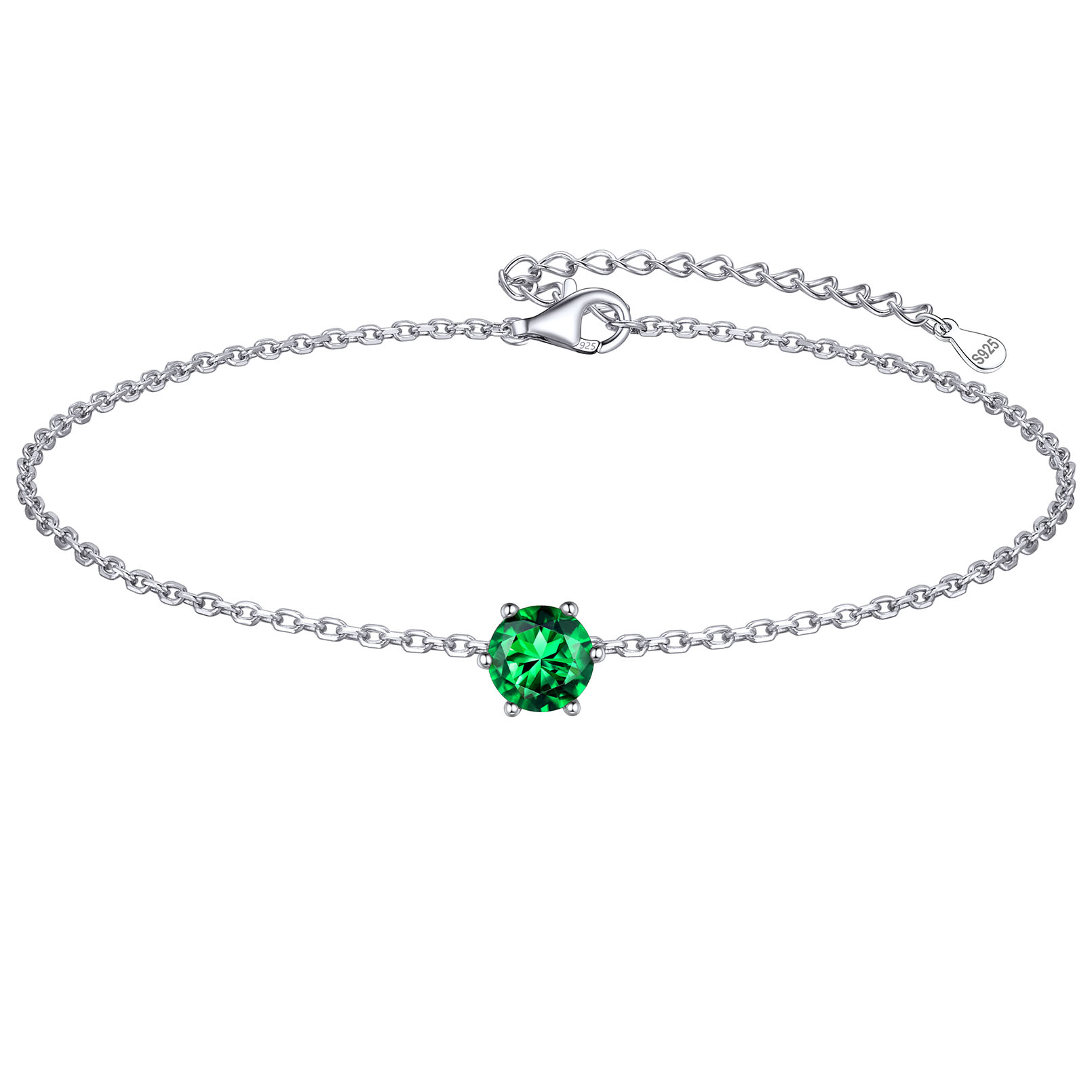 Simple Dainty Round Birthstone Ankle