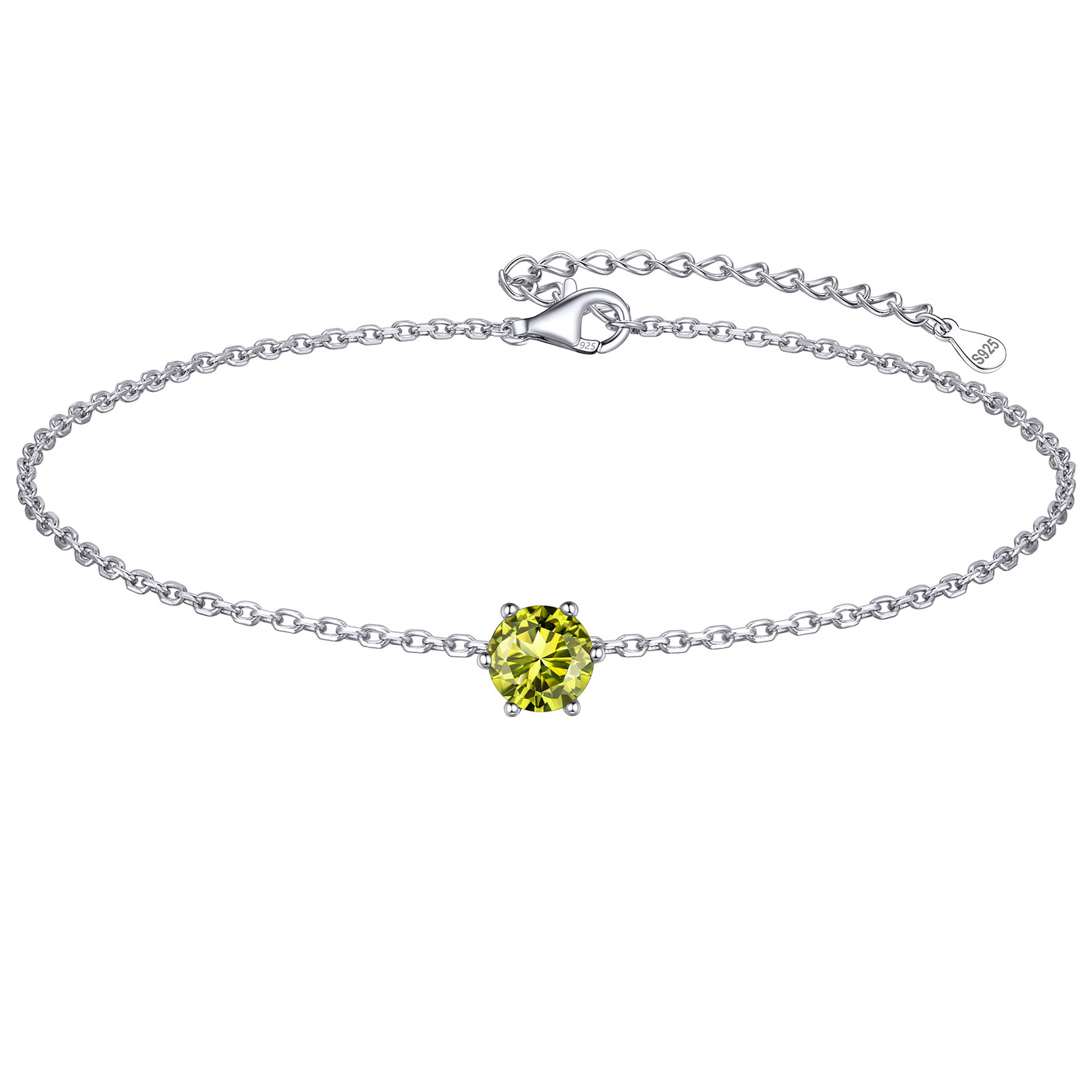 Simple Dainty Round Birthstone Ankle