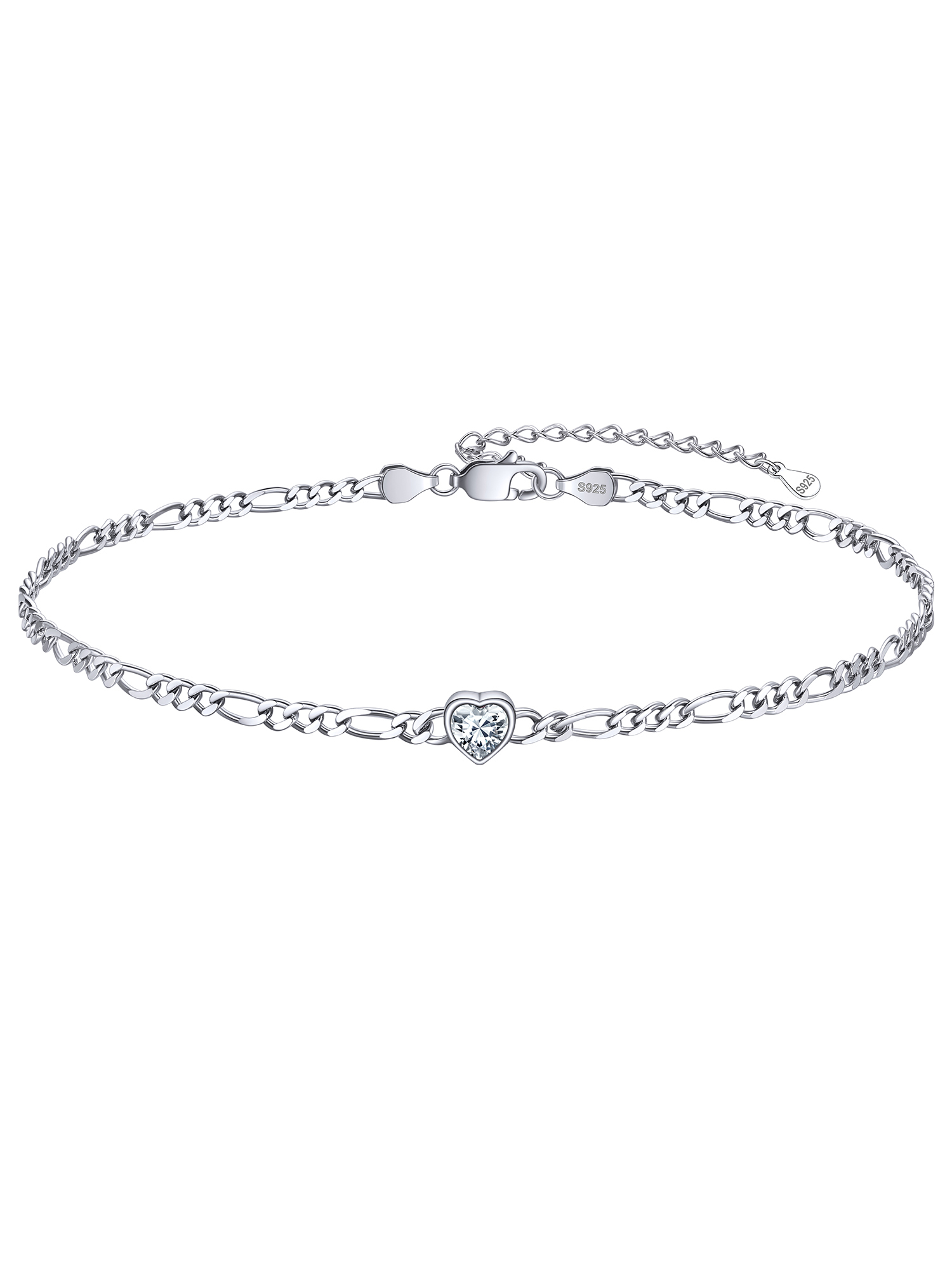 Dainty Heart Birthstone Hypoallergenic Figaro Link Summer Anklets