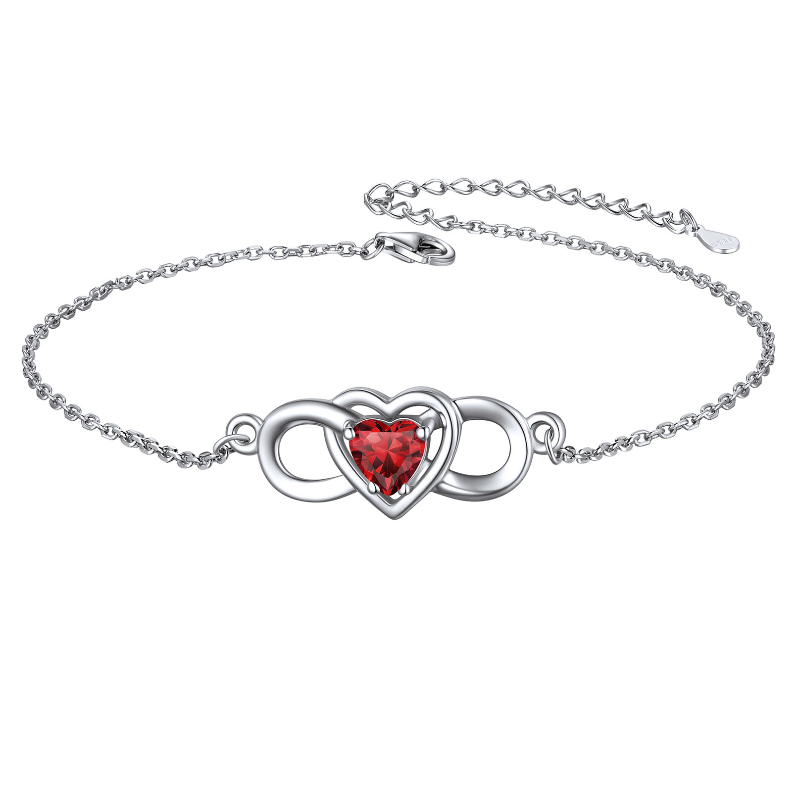 Infinity Heart Birthstone Anklet 