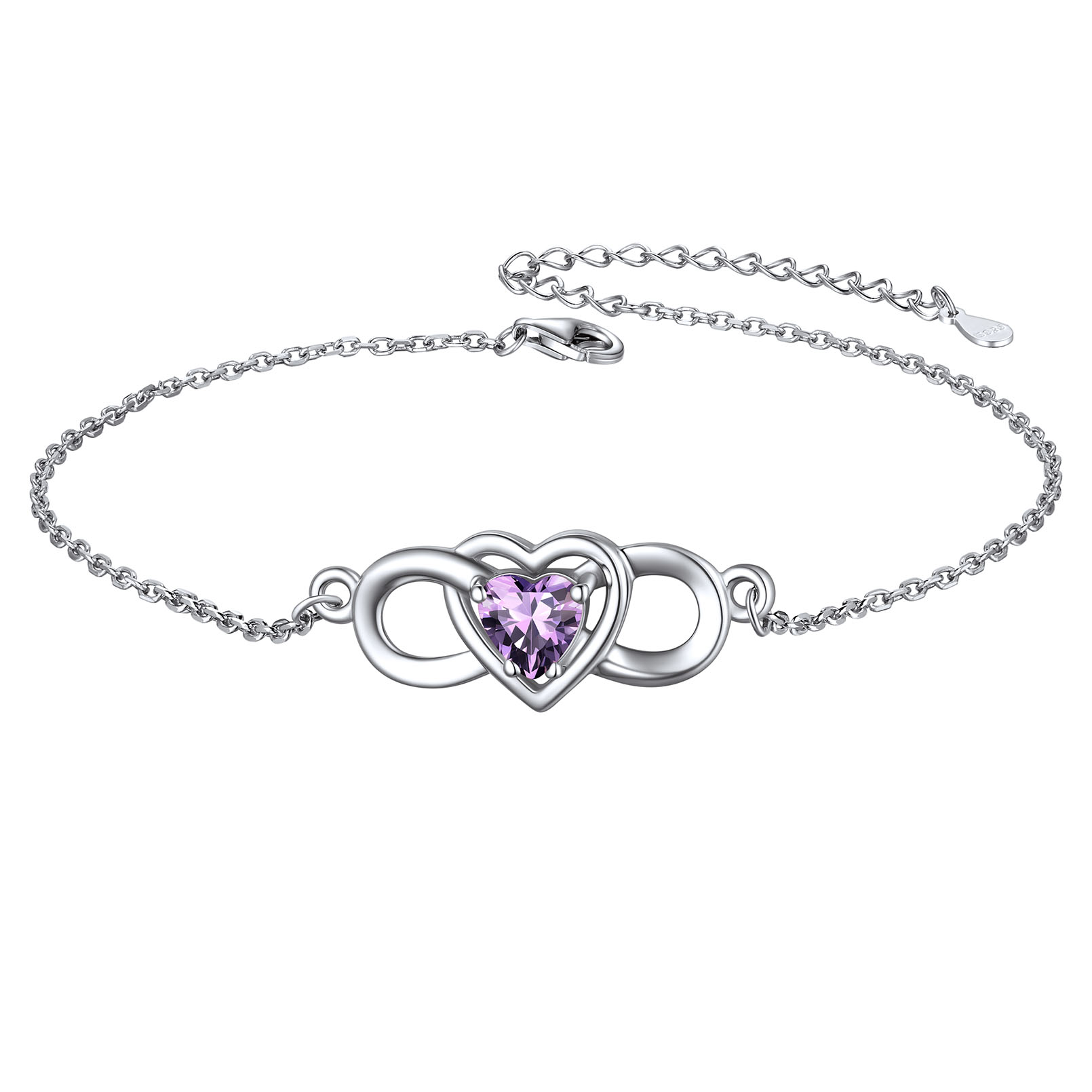 Infinity Heart Birthstone Anklet 