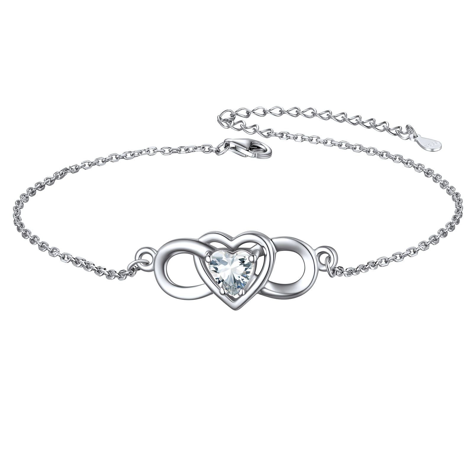 Infinity Heart Birthstone Anklet 
