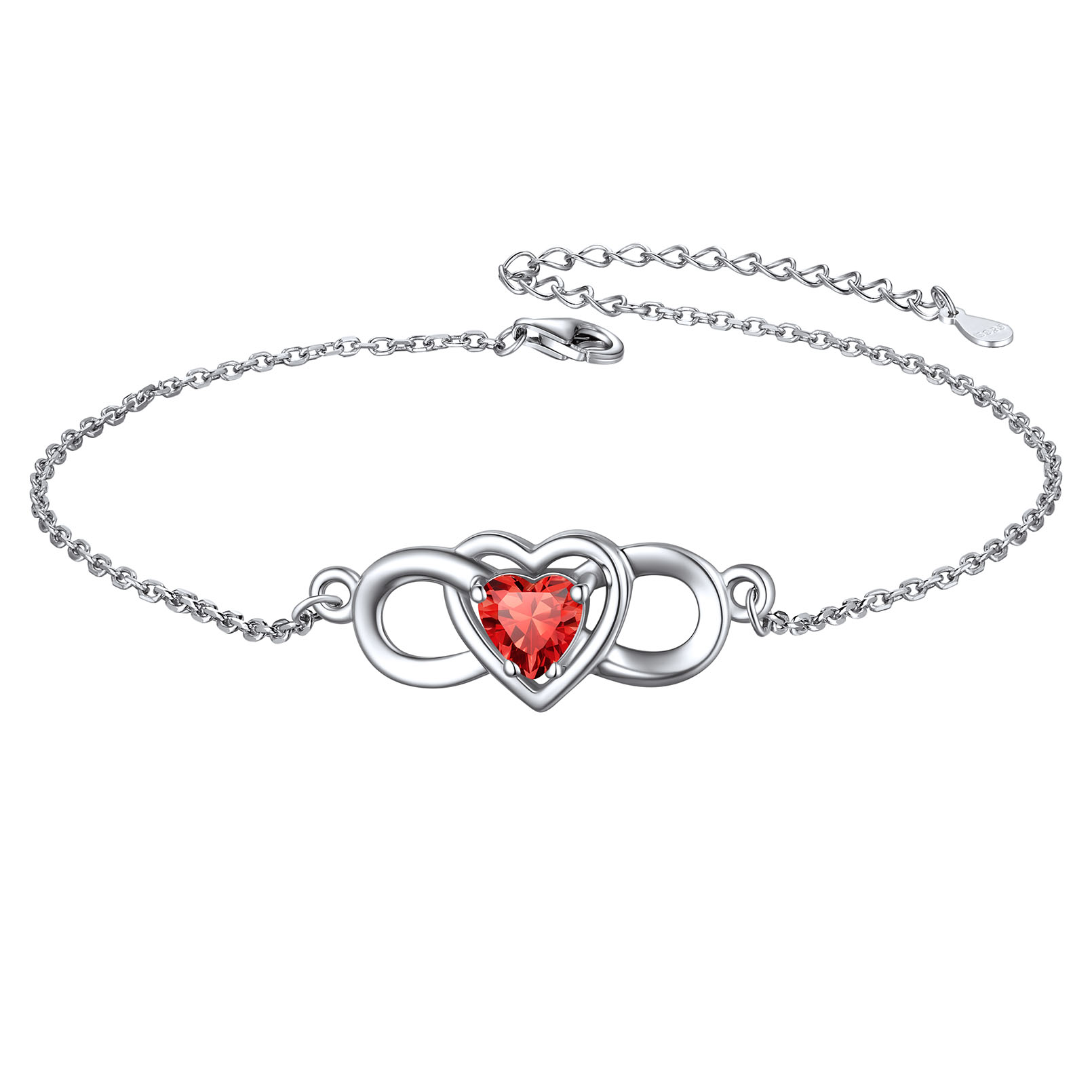 Infinity Heart Birthstone Anklet 