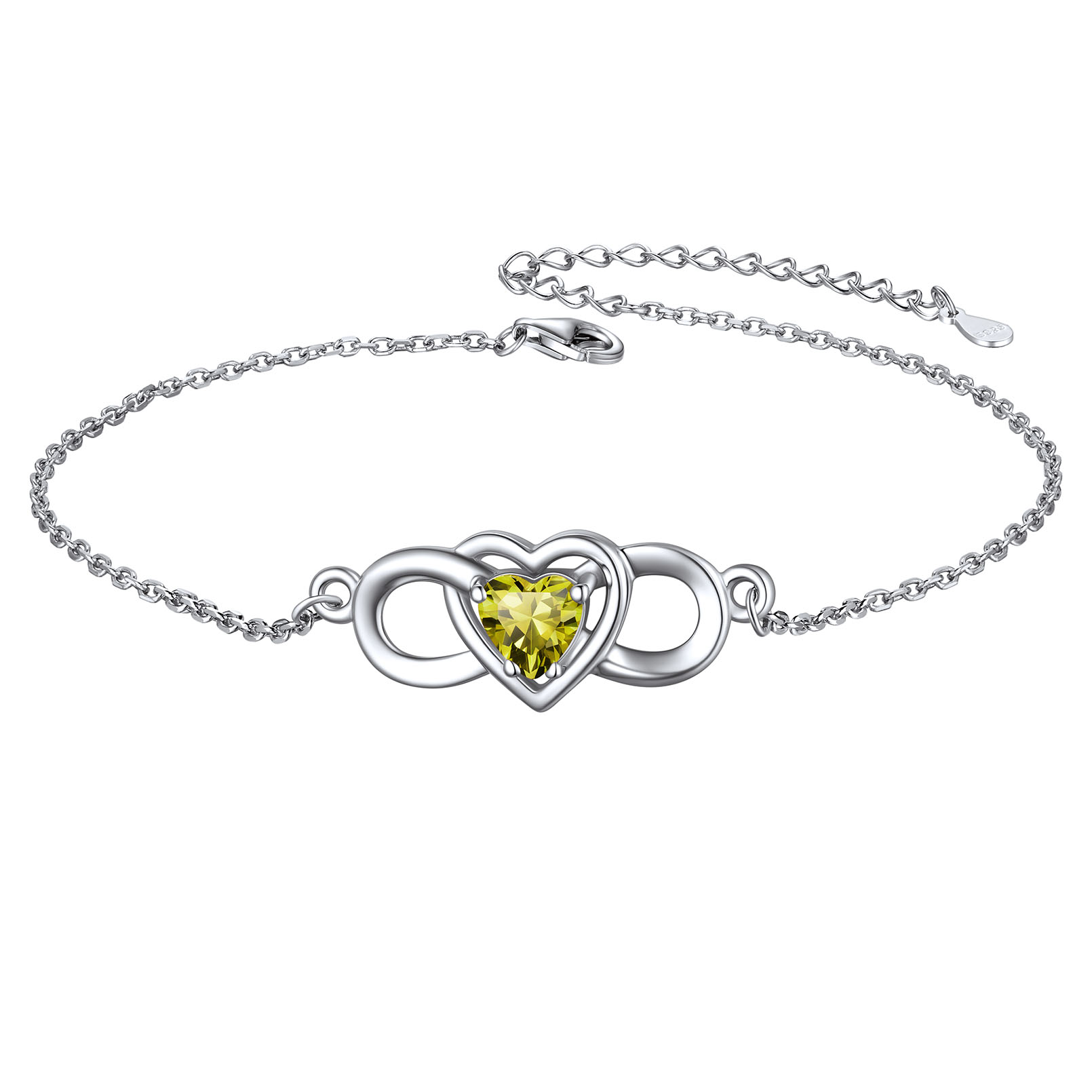 Infinity Heart Birthstone Anklet 