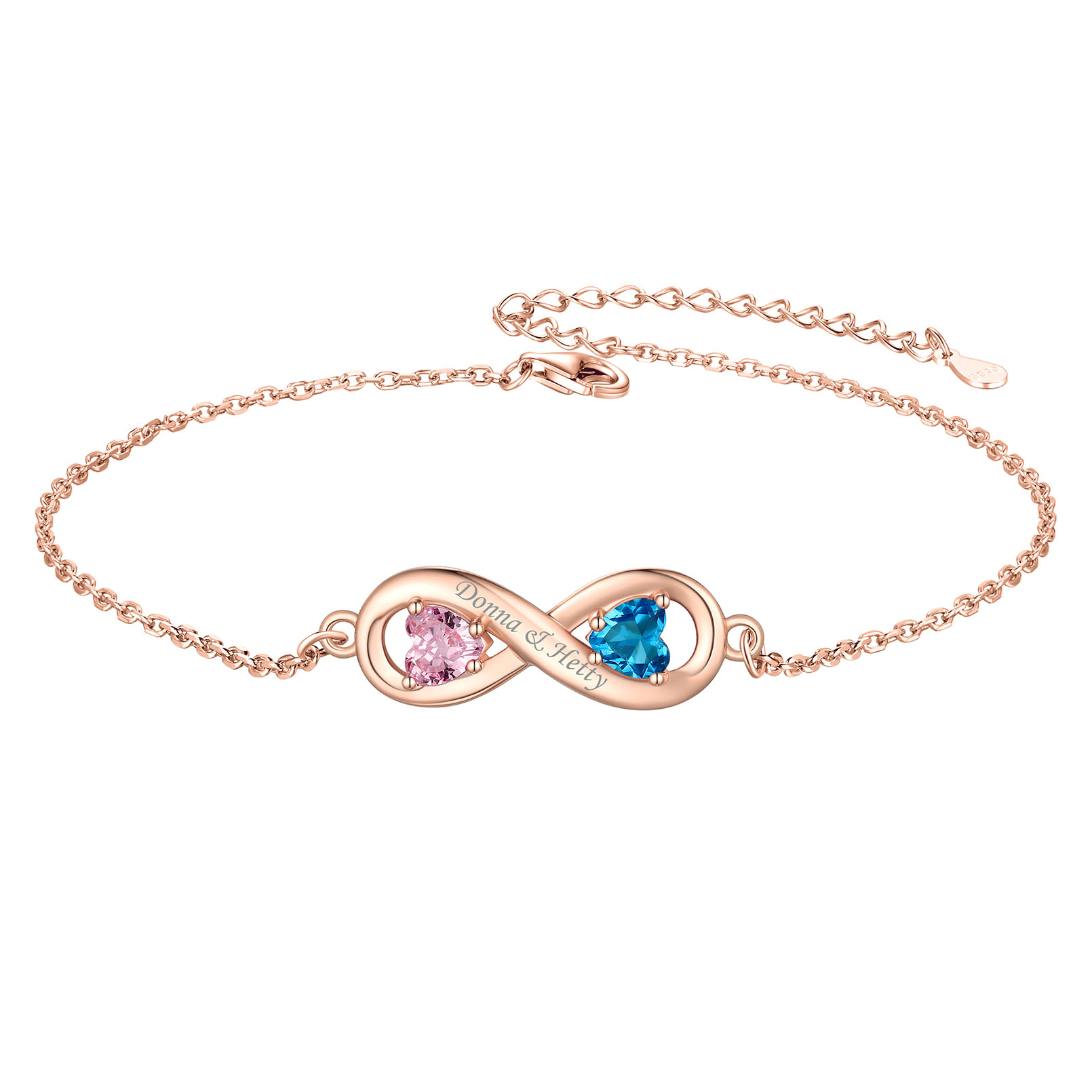 Personalized Birthstone Infinity Engraved Name Anklet