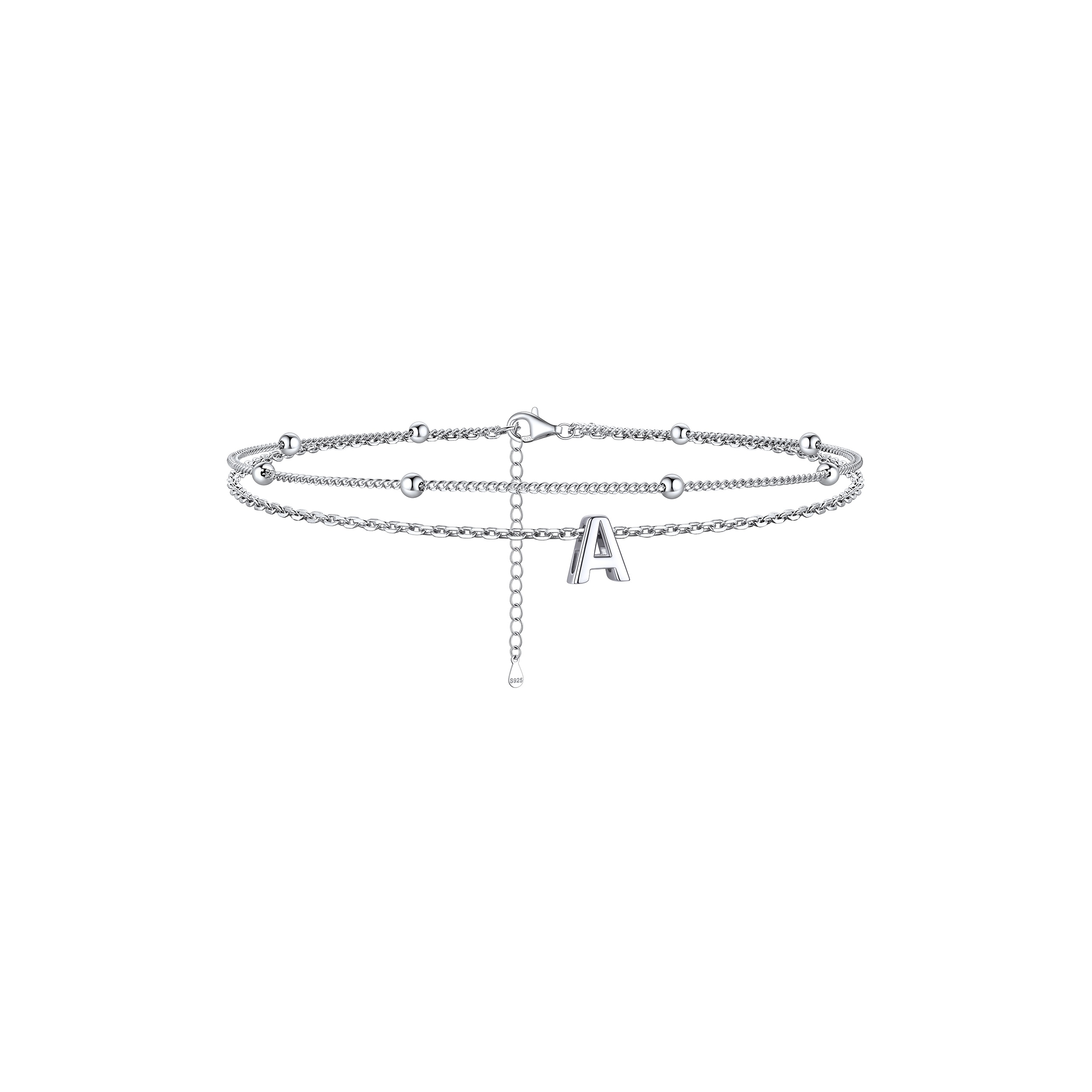 Dainty Layered Waterproof Initial Anklets