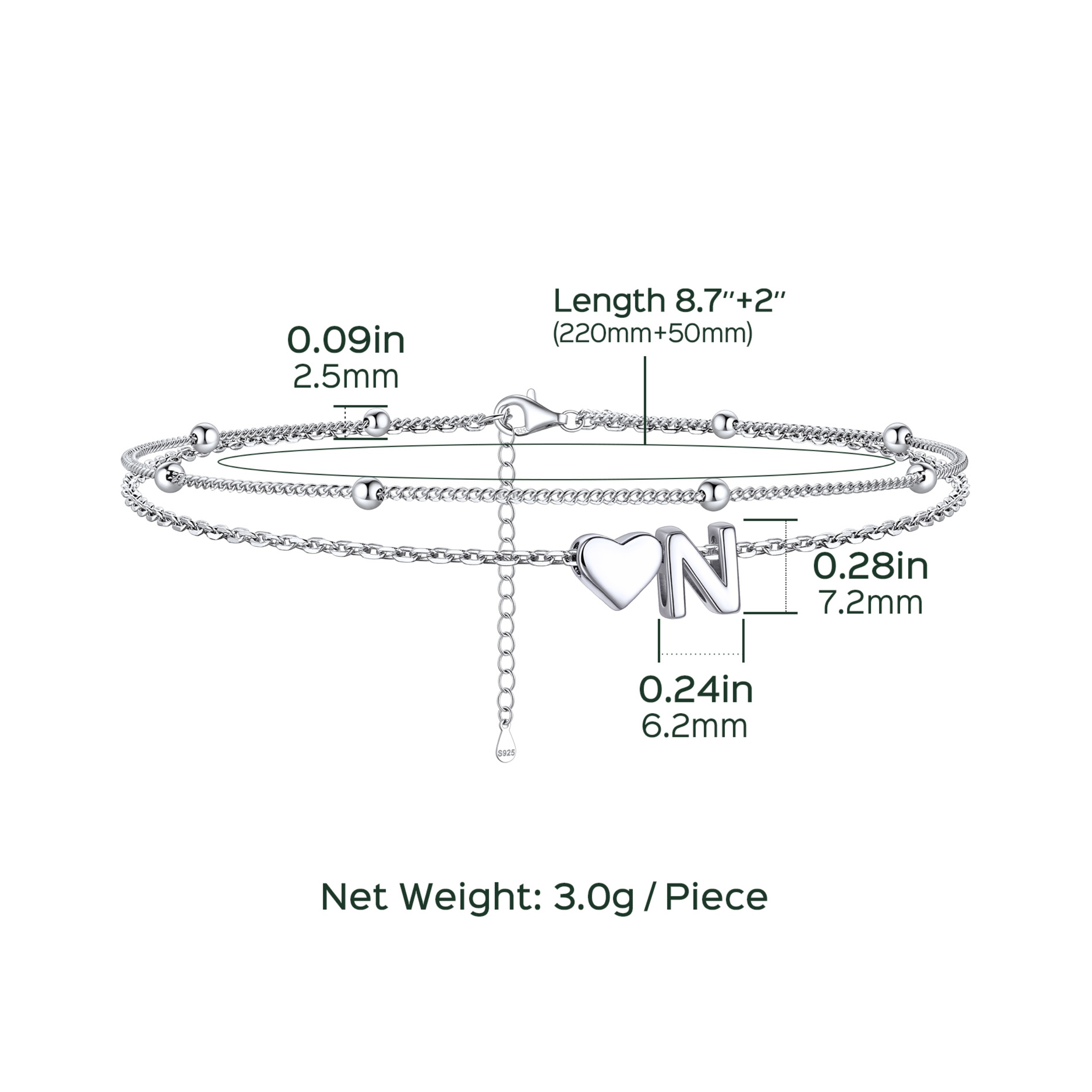 Heart Anklet With Letter