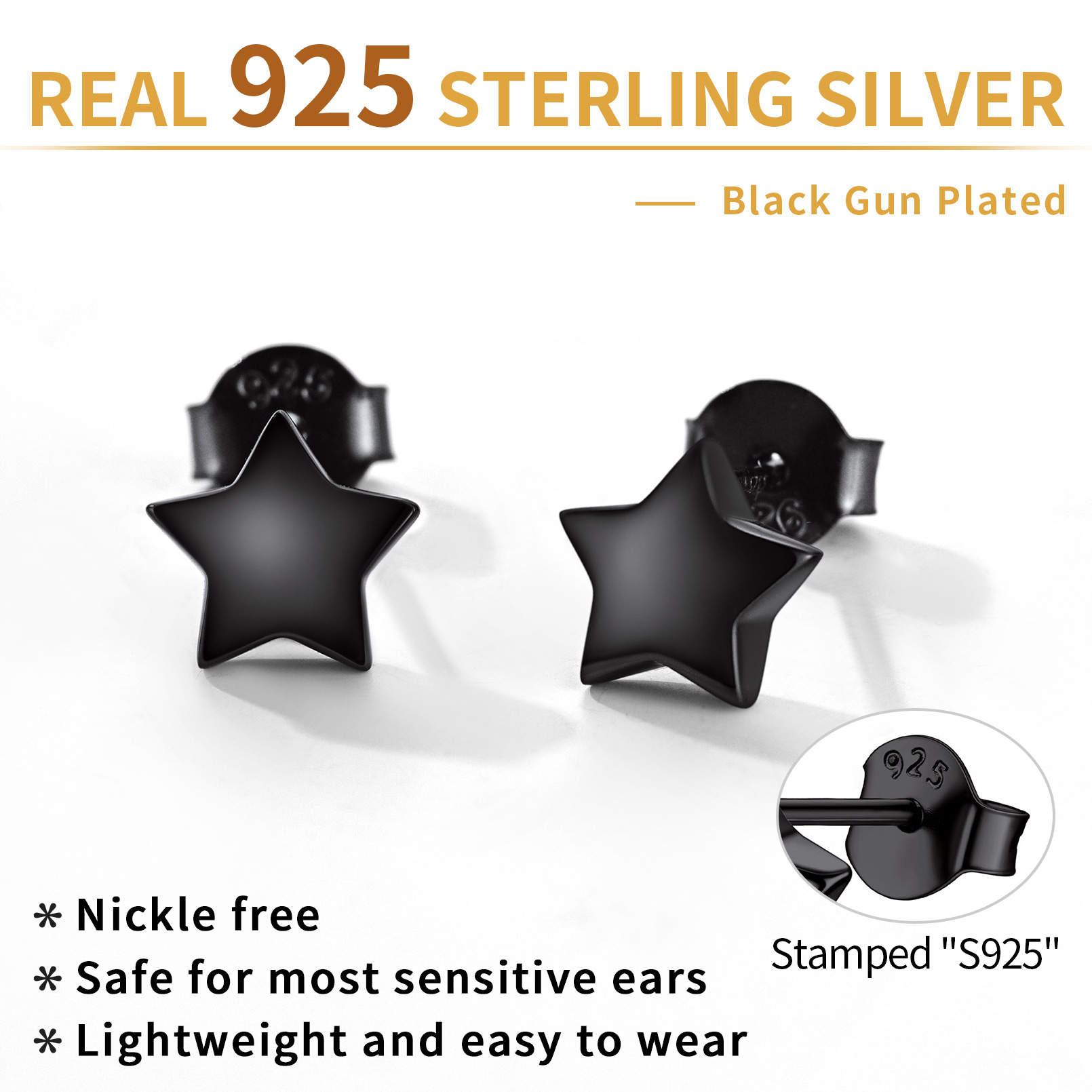 Sterling Silver Star Stud Earrings