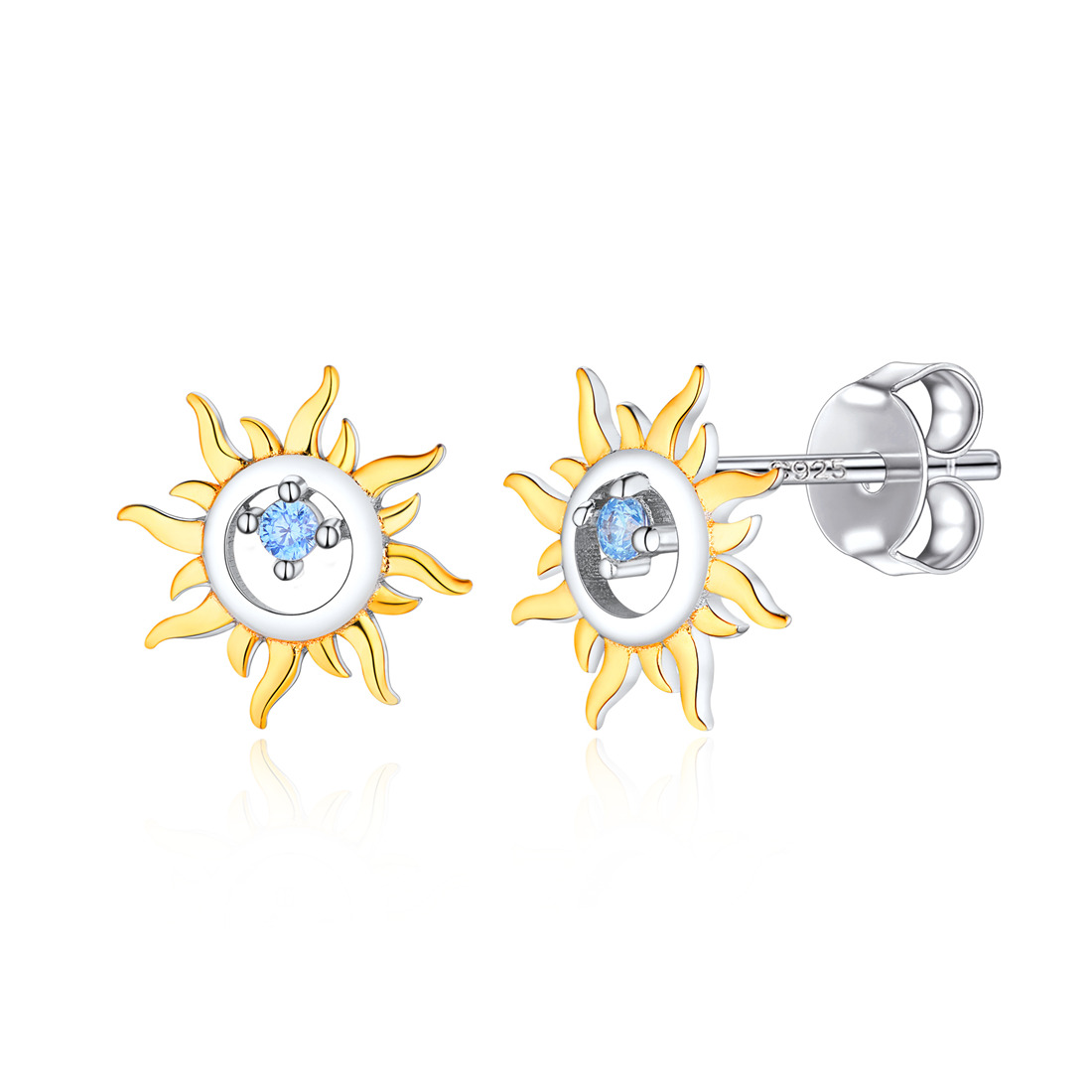 Sun Mini Cubic Zirconia Stud Earrings
