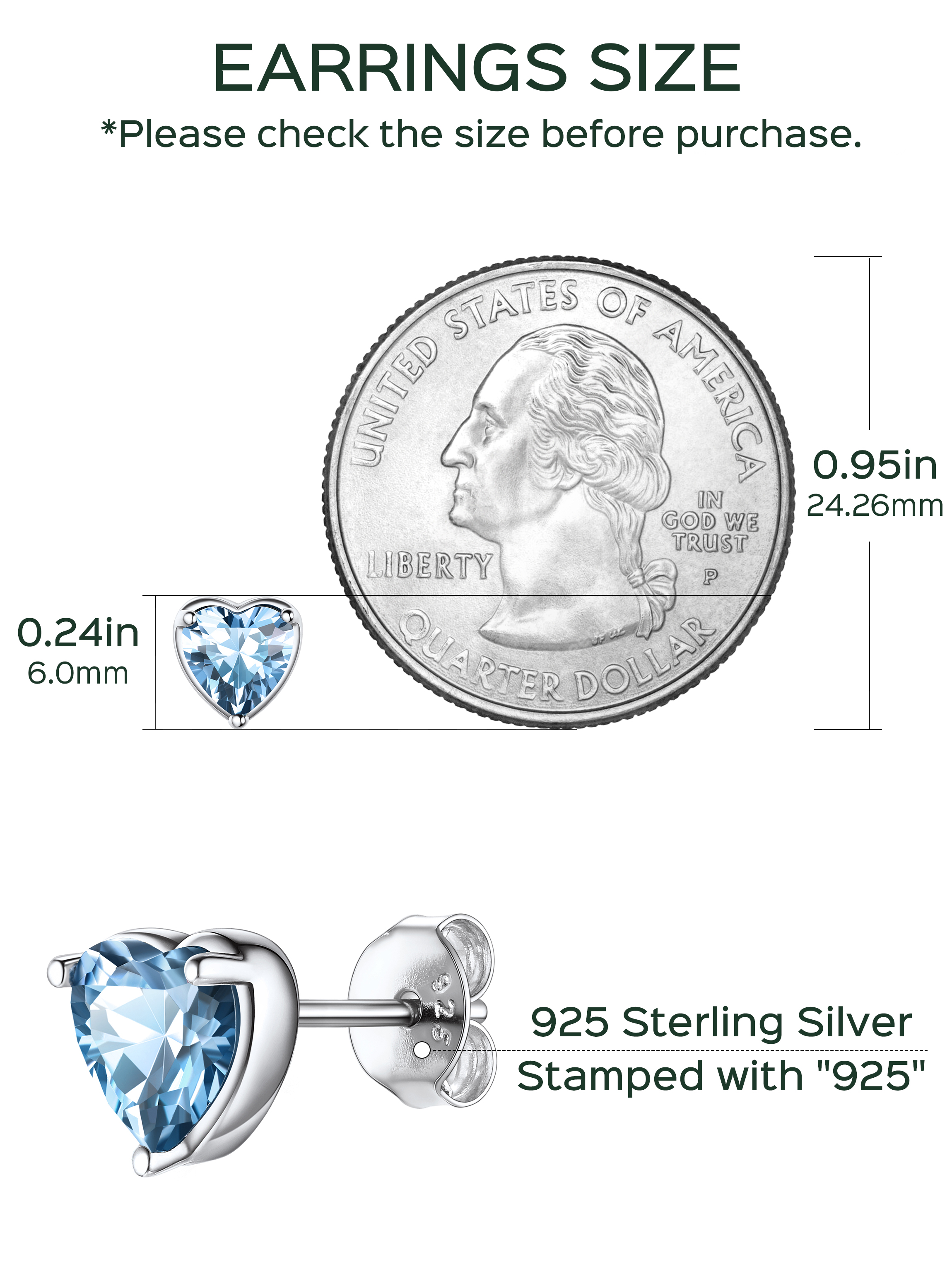 Heart Birthstone Halo Stud Earrings for women, march birthstone, Aquamarine Earrings, Pisces Birthstone, Aries Birthstone, sterling silver jewelry, gift idea