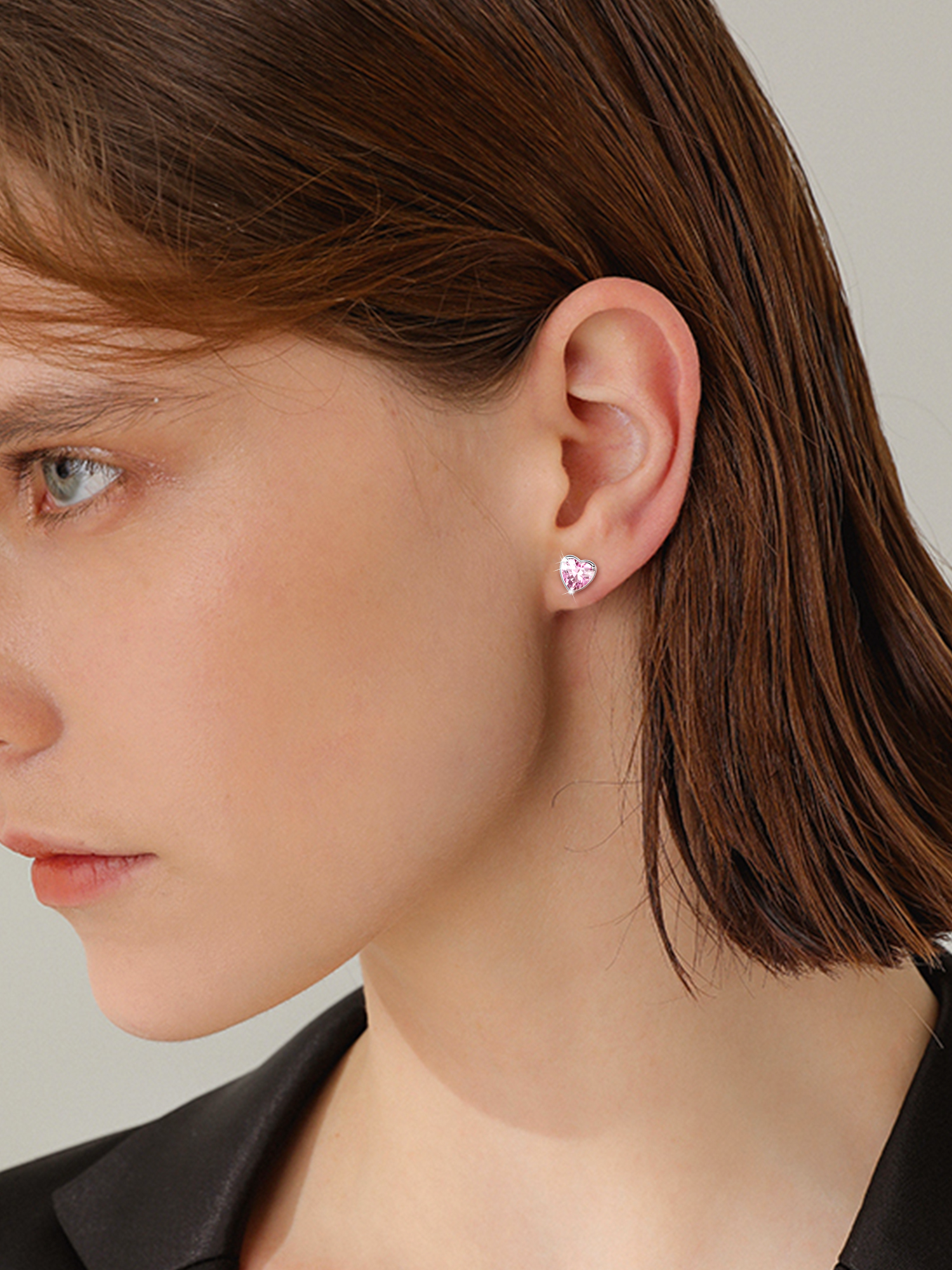 Heart Birthstone Halo Stud Earrings for women, october birthstone, Pink Tourmaline Earrings, Libra Birthstone, Scorpio Birthstone, sterling silver Earrings, gift idea