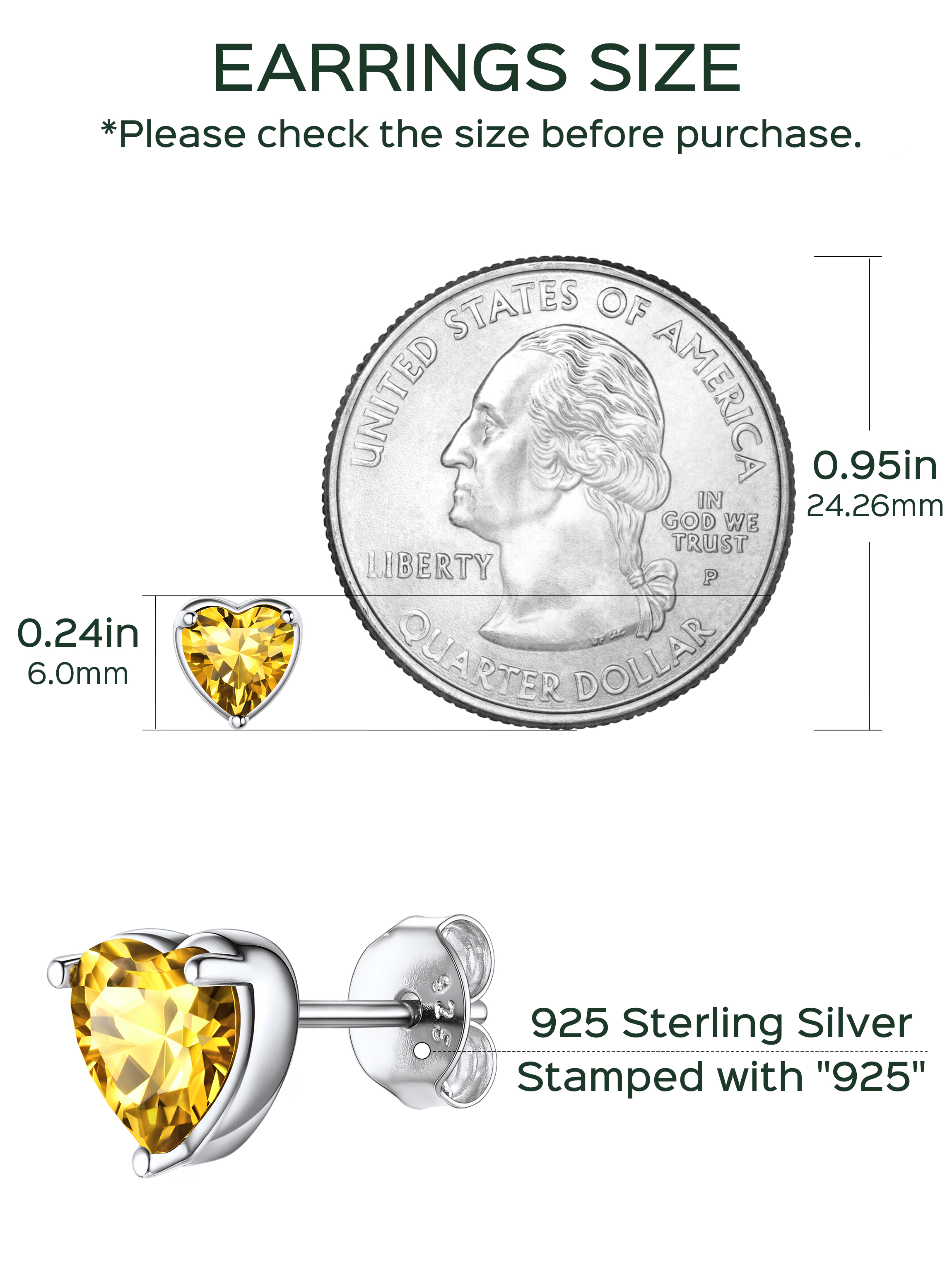 Heart Birthstone Halo Stud Earrings for women, November birthstone, Citrine Jewelry, Scorpio Birthstone, Sagittarius Birthstone, sterling silver jewelry, memorial gift, gift idea