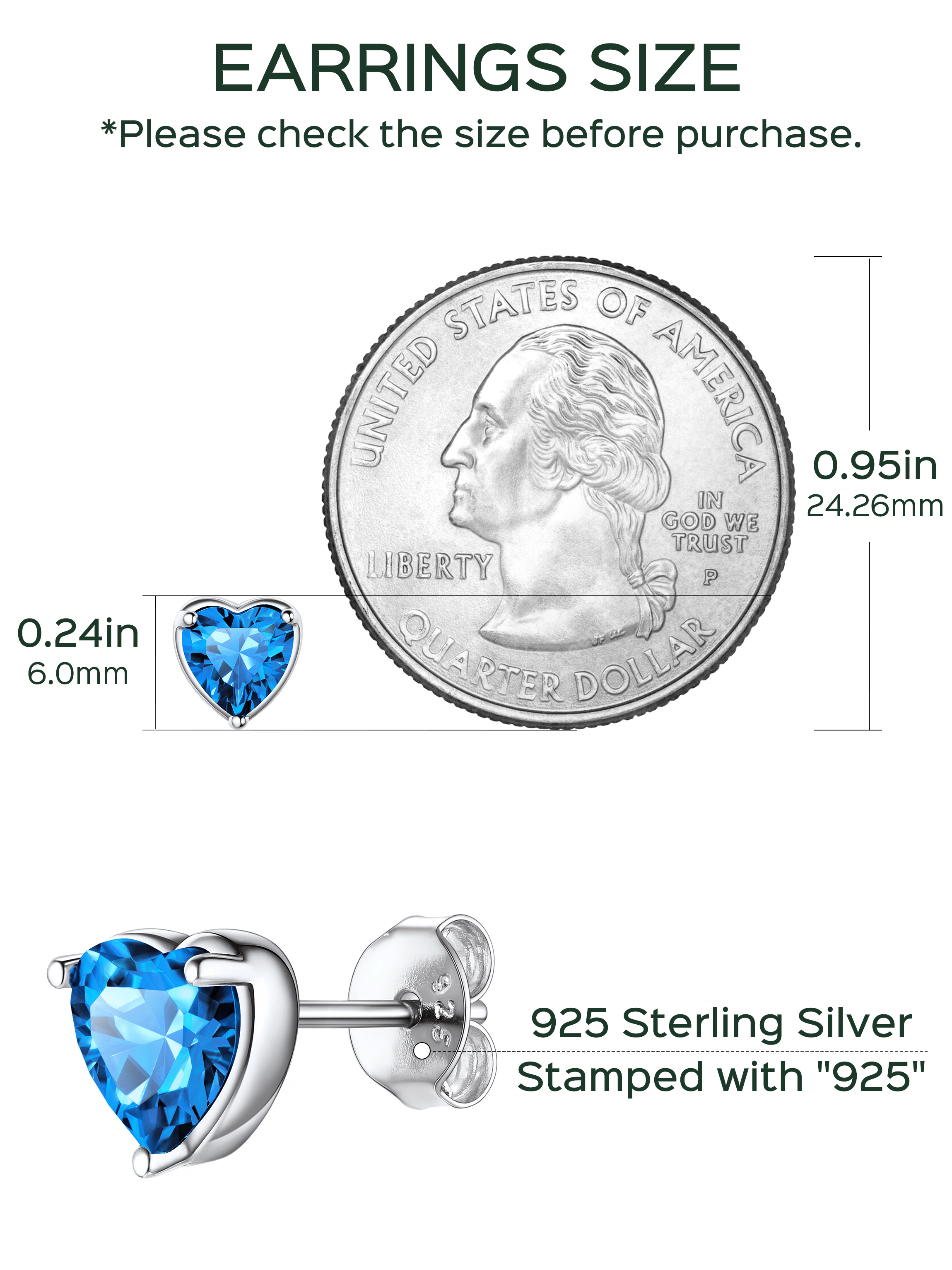 Heart Birthstone Halo Stud Earrings for women, december birthstone, Blue Topaz Jewelry, Sagittarius Birthstone,  topaz birthstone, Capricorn Birthstone, christmas gift, gift idea