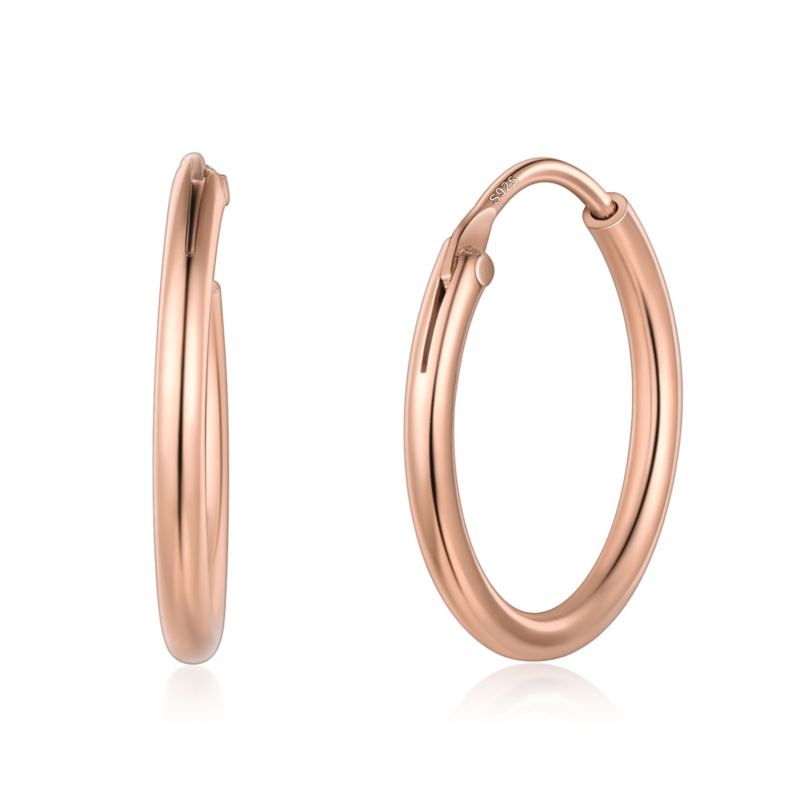 Gold Plated Small Circle Endless Huggie Hoop Earrings