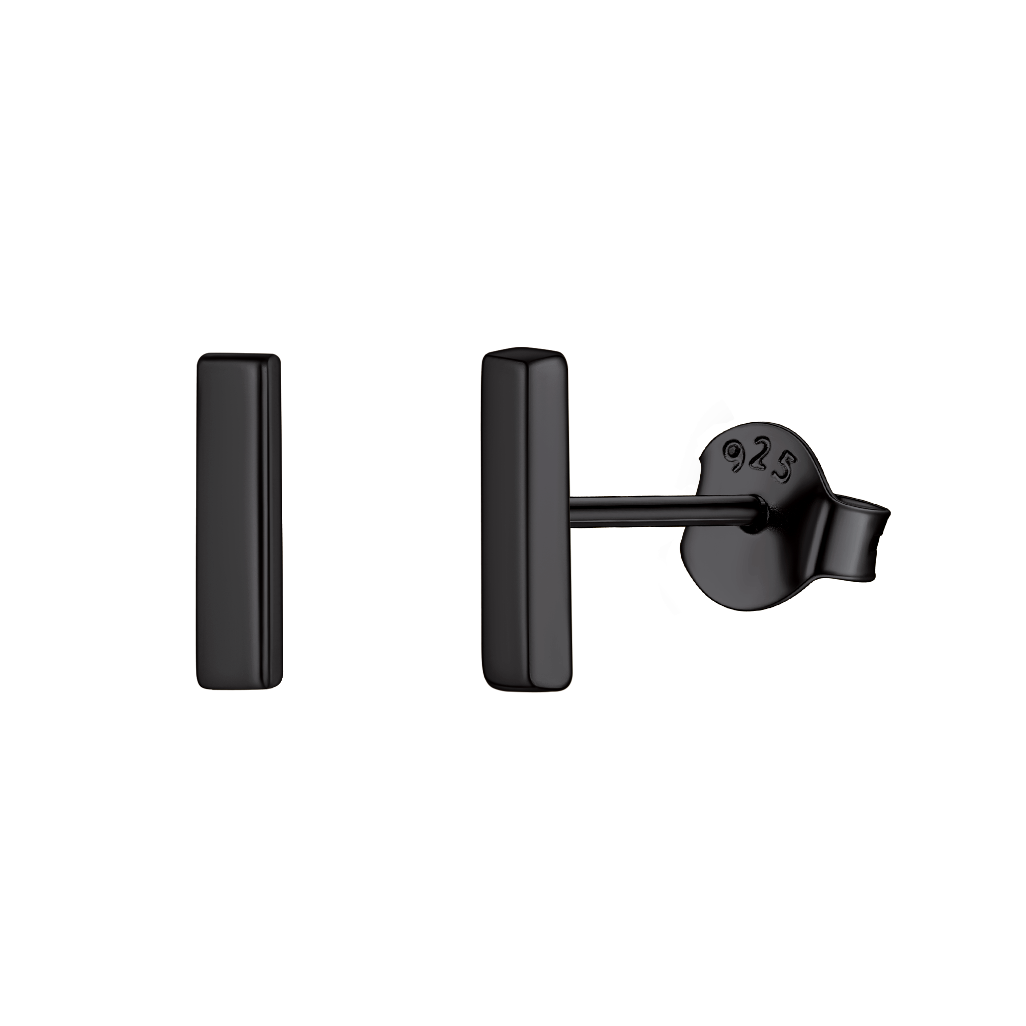 Black Dainty Simple Bar Stud Earrings