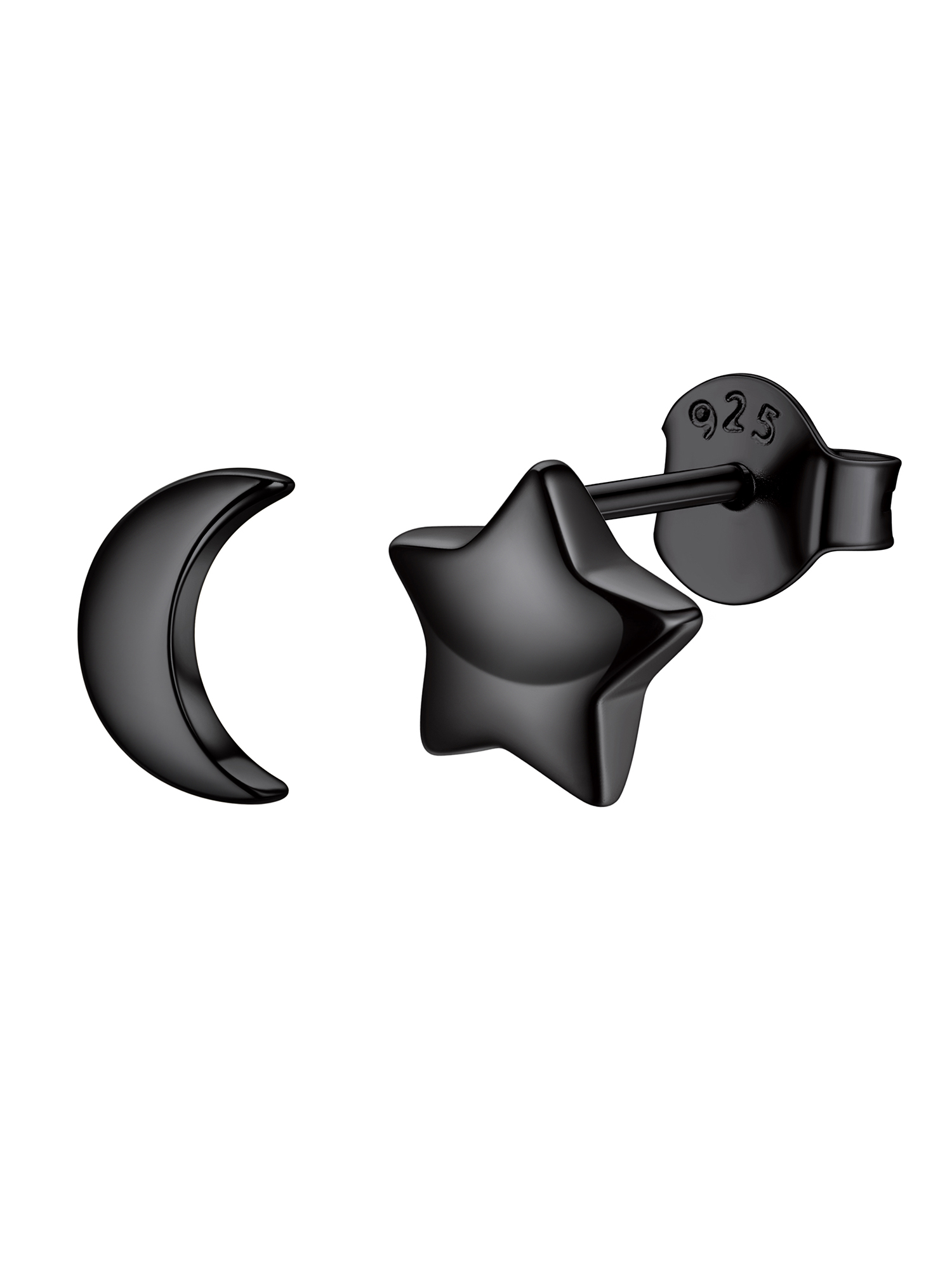 Moon and Star Stud Earrings