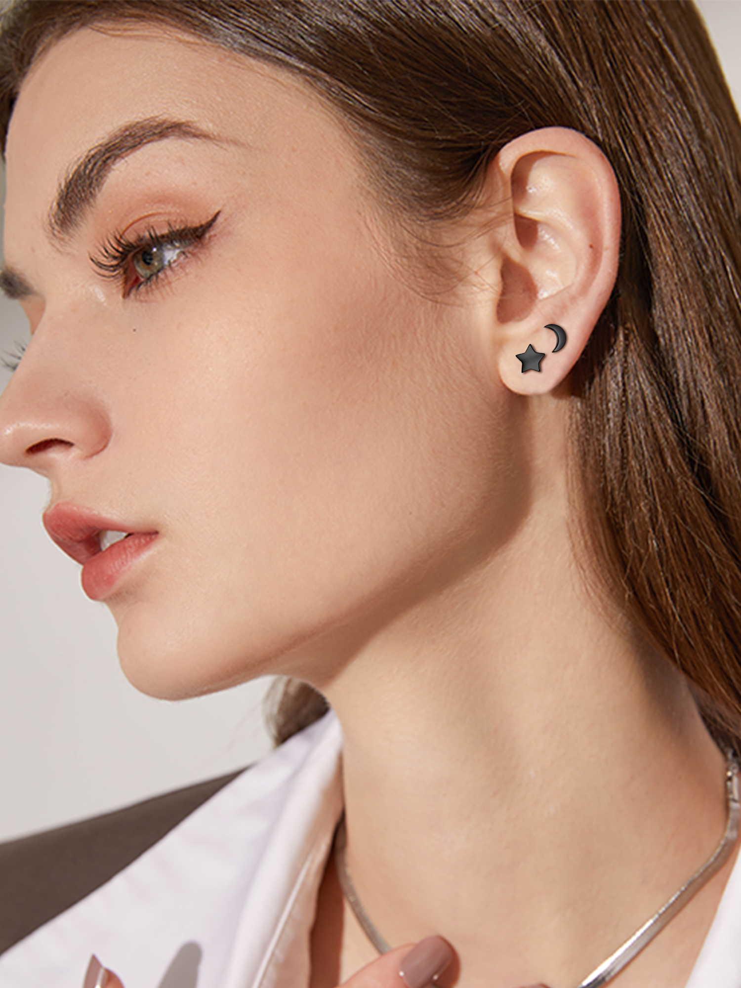 Moon and Star Stud Earrings for Women