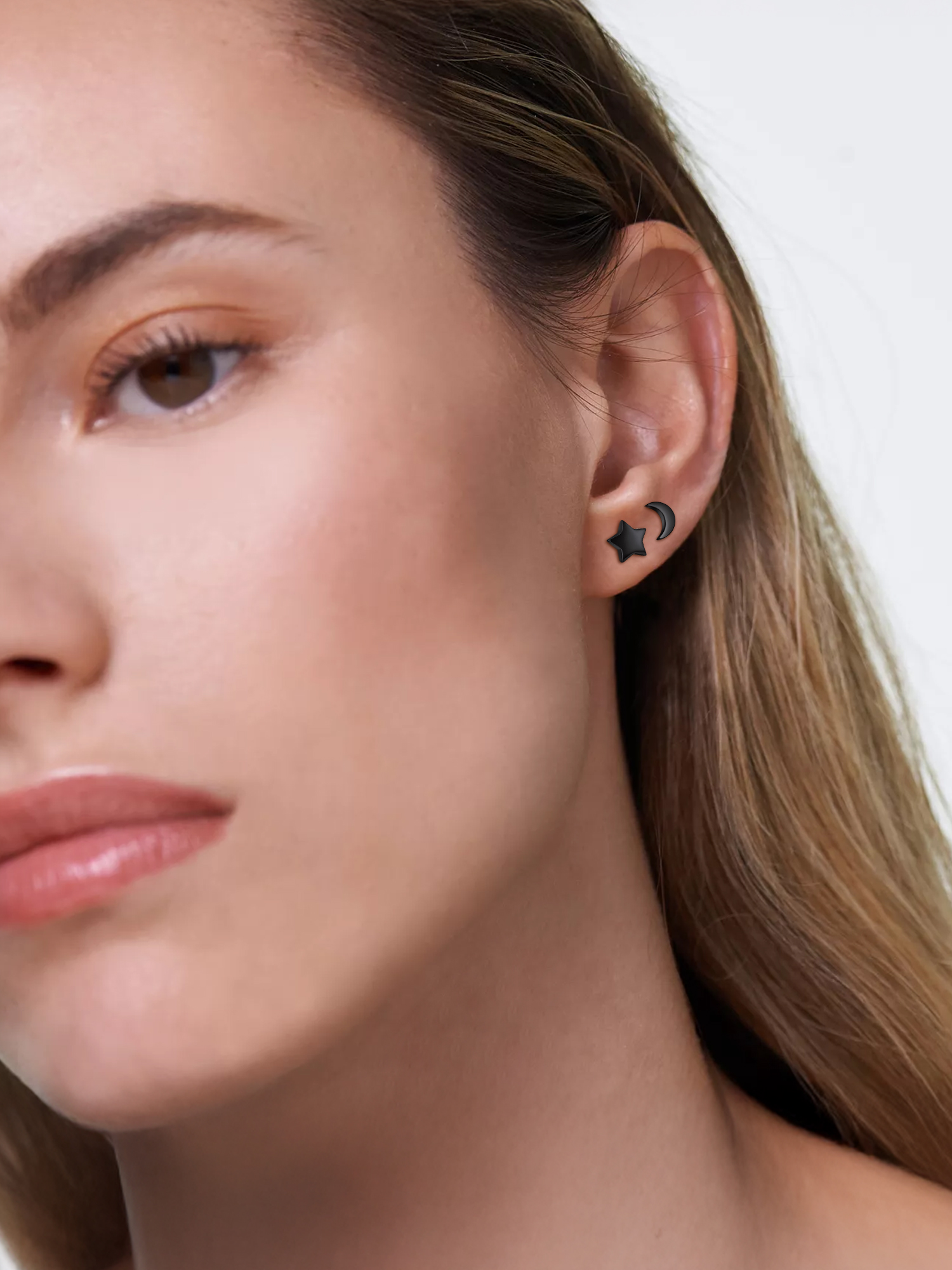 Moon and Star Stud Earrings for Ladies