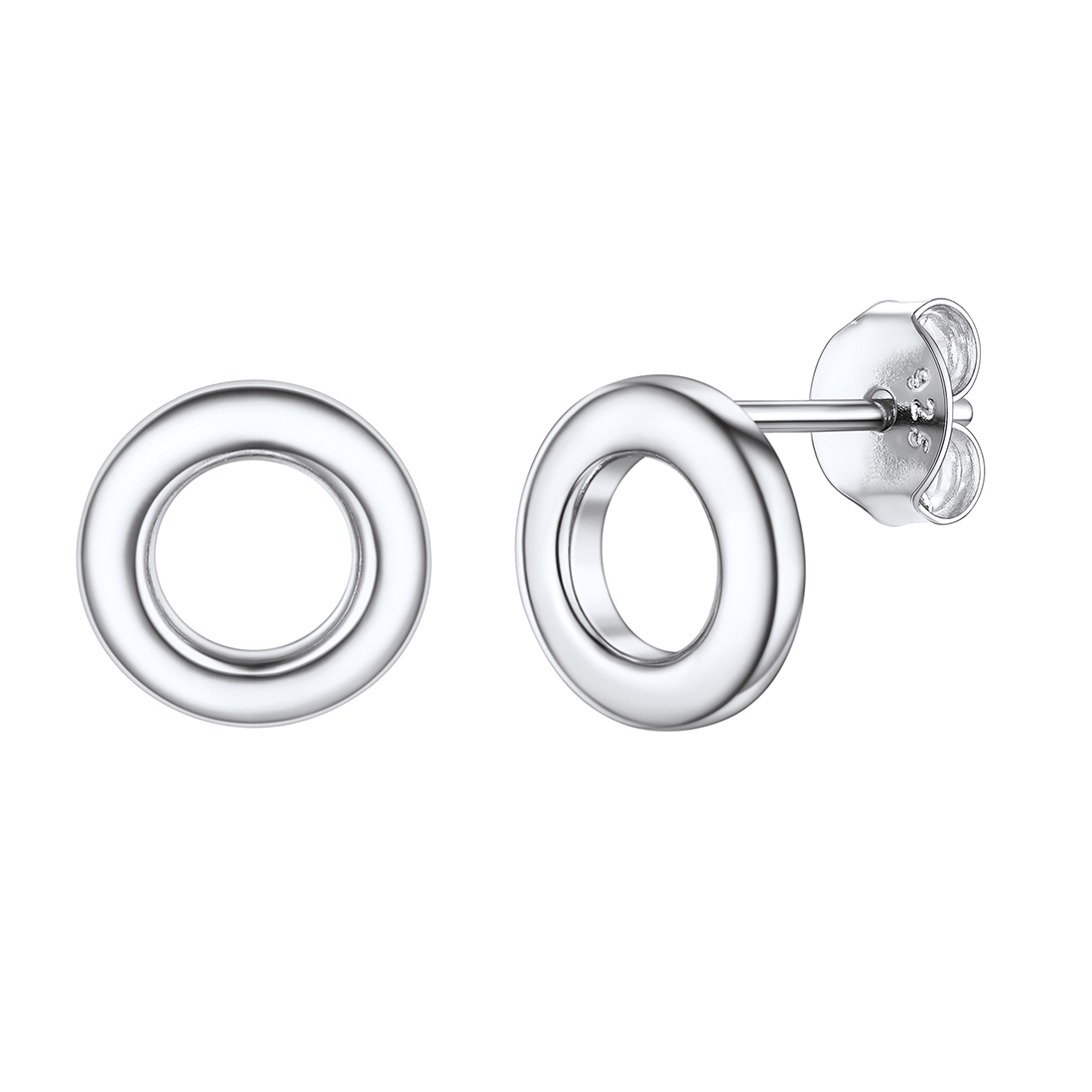 Silver Dainty Simple Circle Stud Earrings