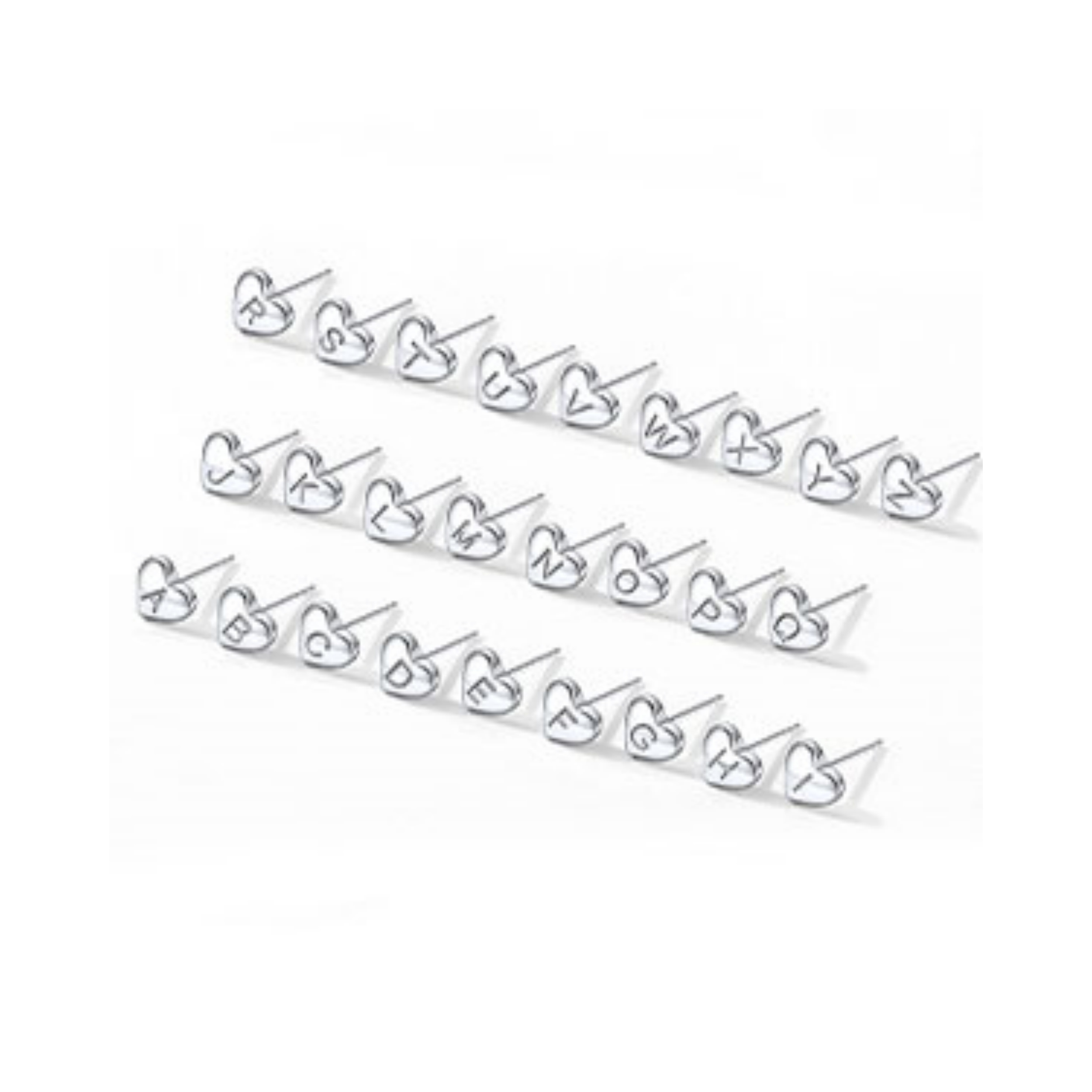 Heart Initial Stud Earrings for Women, sterling silver jewlery, sterling silver earrings, heart earrings, gift idea, Initial Earrings