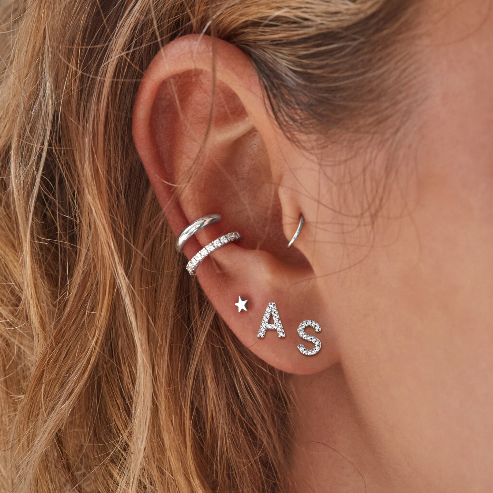 Cubic Zirconia Initial Stud Earrings for Women, Ladies, Mother, Friends, girlfriend