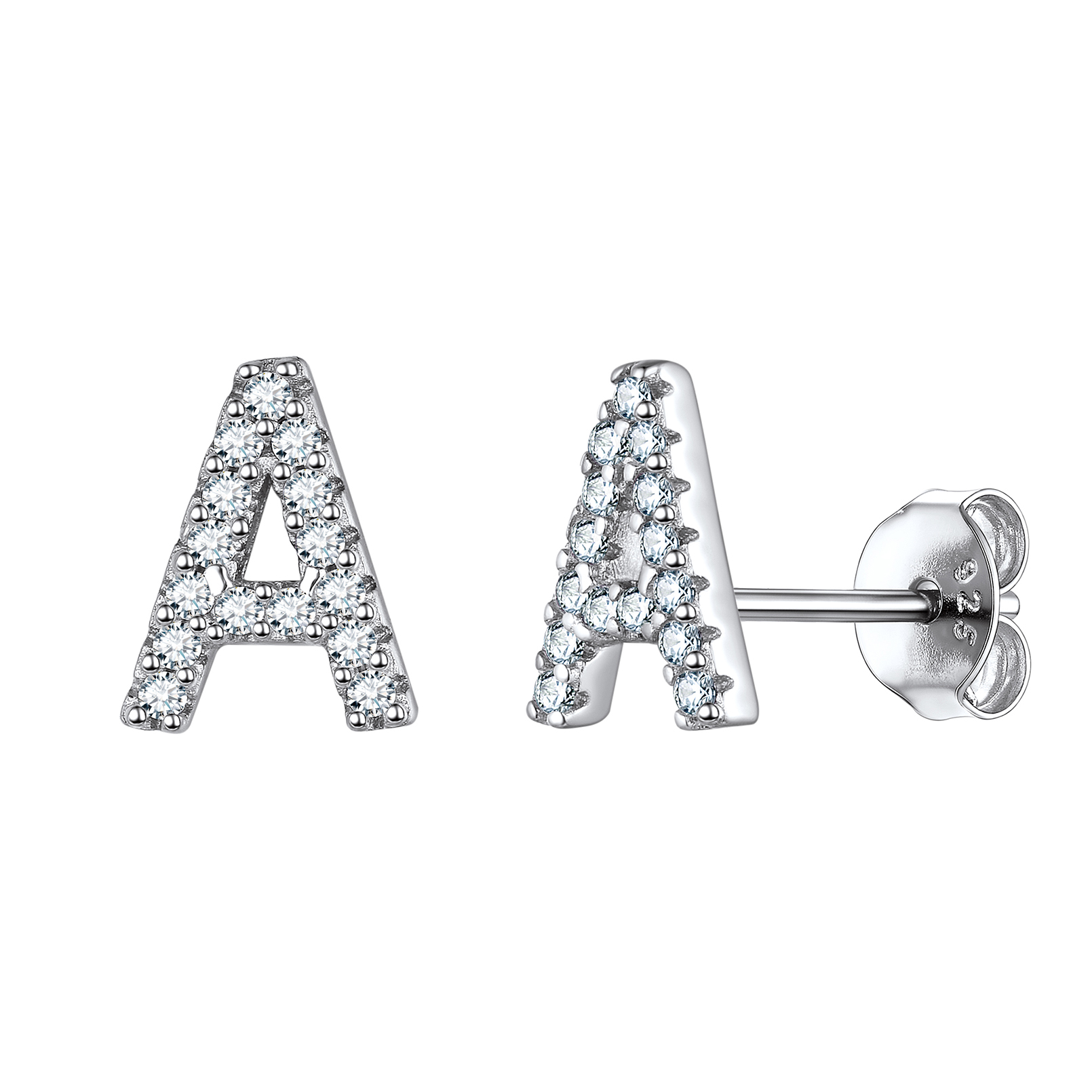 Cubic Zirconia Initial Stud Earrings