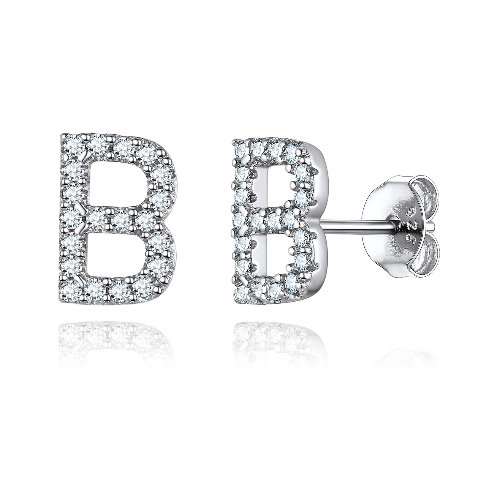 Cubic Zirconia Initial Stud Earrings
