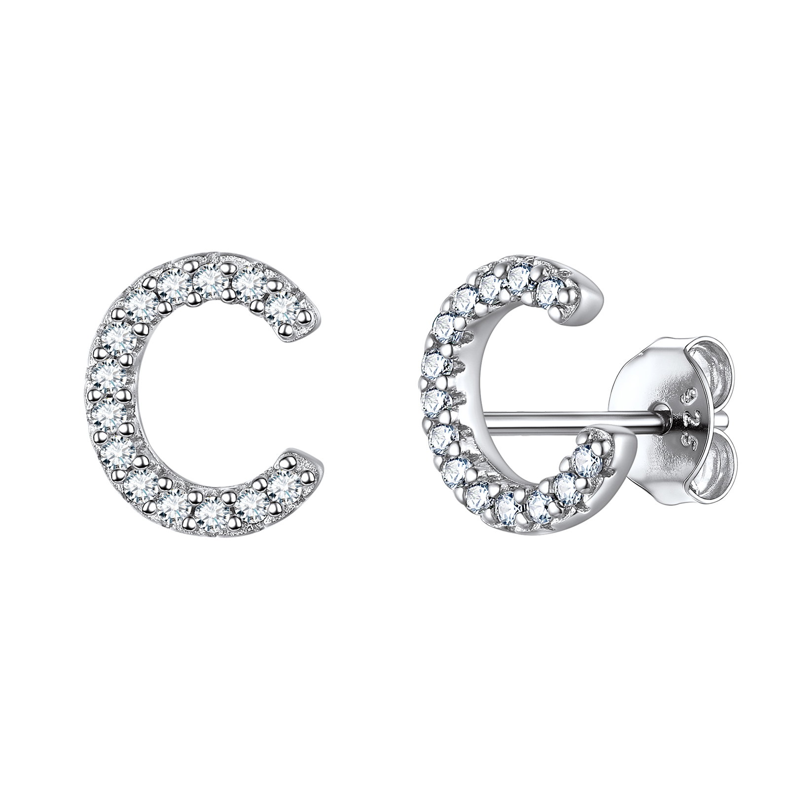 Cubic Zirconia Initial Stud Earrings