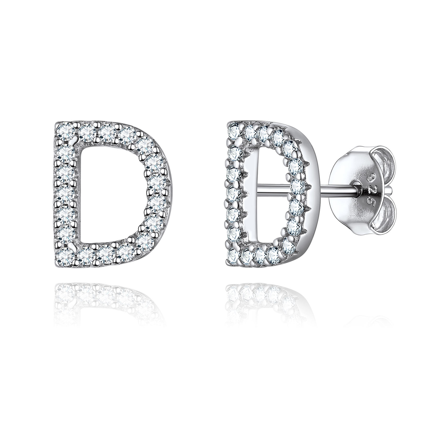 Cubic Zirconia Initial Stud Earrings