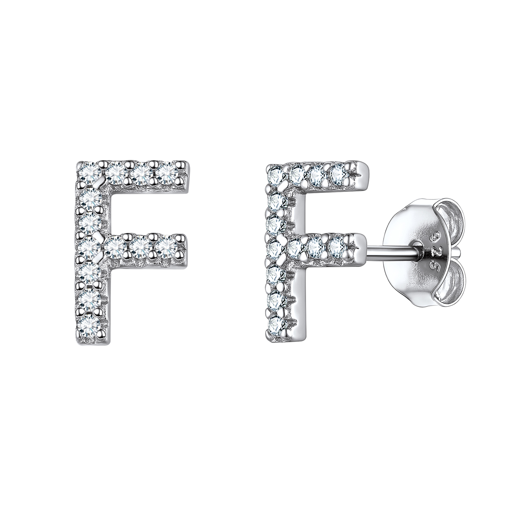 Cubic Zirconia Initial Stud Earrings