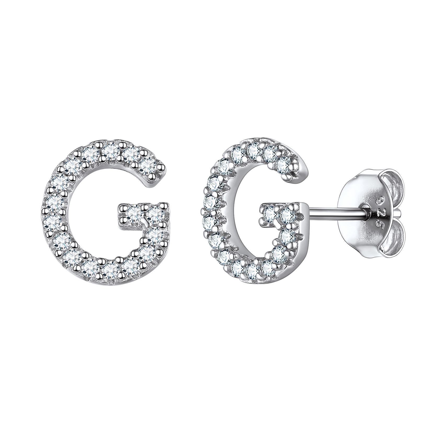 Cubic Zirconia Initial Stud Earrings