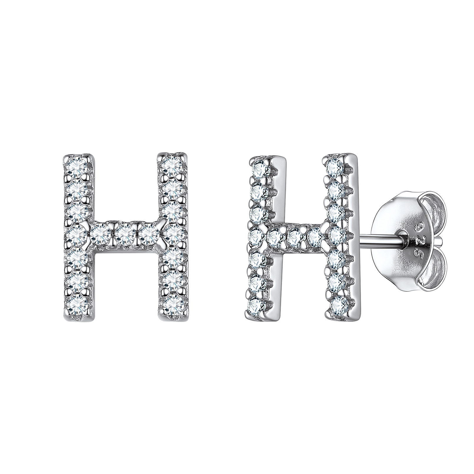 Cubic Zirconia Initial Stud Earrings